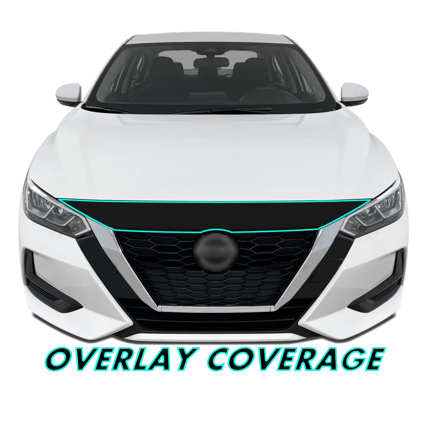 SlickMod Blackout Vinyl Overlay Kit for 2020-2022 Nissan Sentra - Front Bumper & Hood Cover in Satin Black | Easy DIY Installation, Car Customization & Protection Upgrade for Enhanced Style