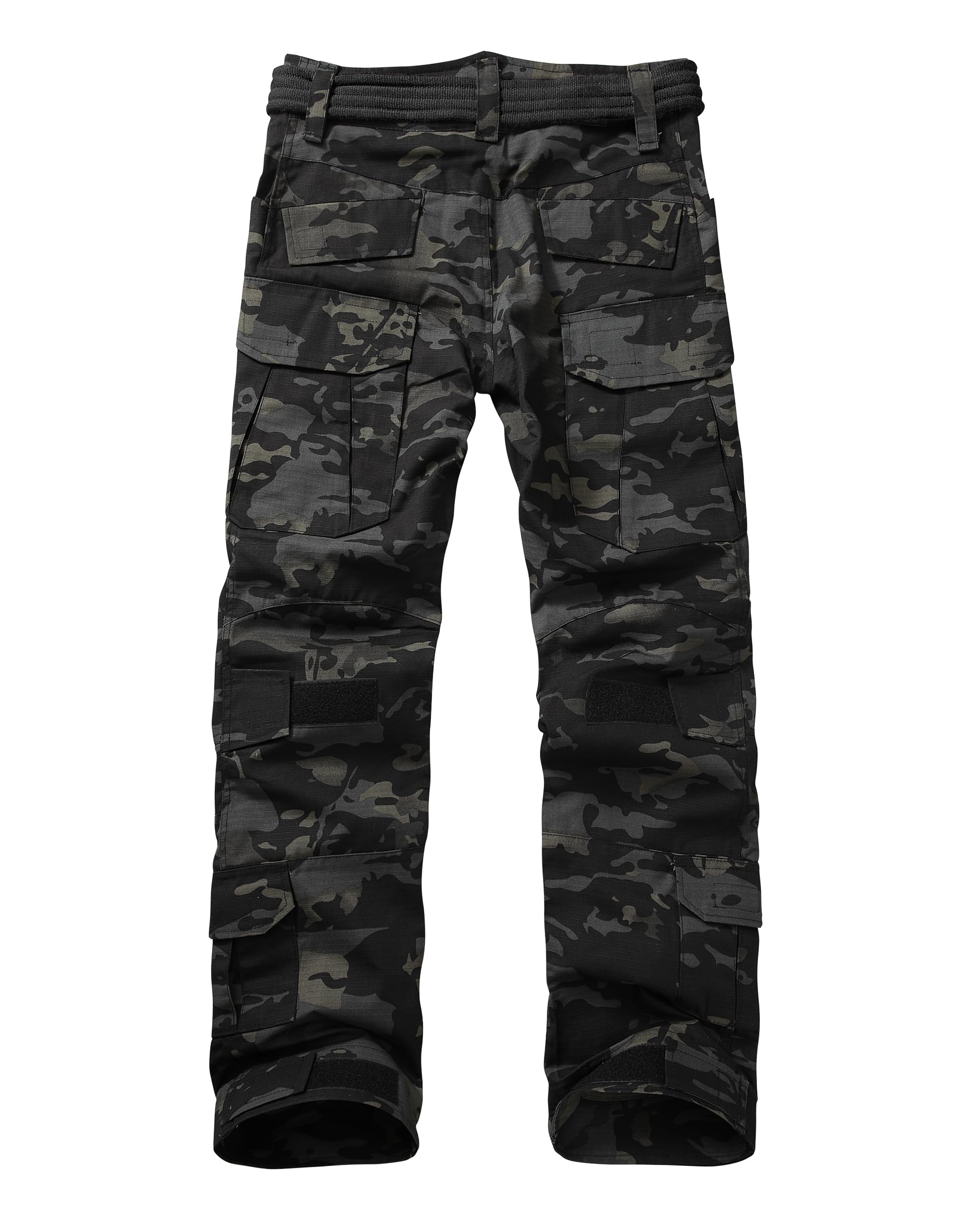 Men's Tactical Camo Cargo Pants - Ripstop Work & Hiking Pants with 10 Pockets (No Belt Needed) - Perfect for Outdoor Adventures, Military Duty & Everyday Wear