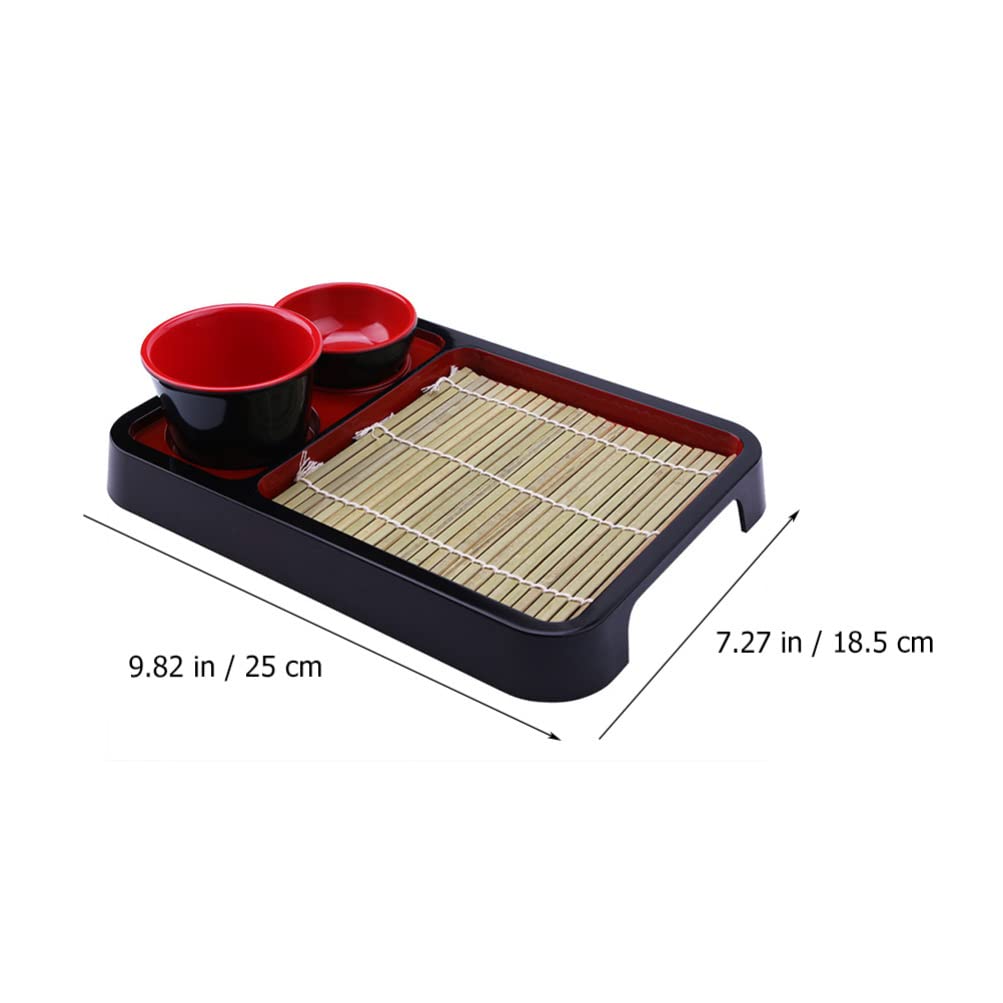 Japanese Style Cold Noodle Plate Set - Rectangular Bamboo Tray for Soba, Udon & Asian Noodles | Perfect for Sushi, Appetizers & Japanese Dining Experience