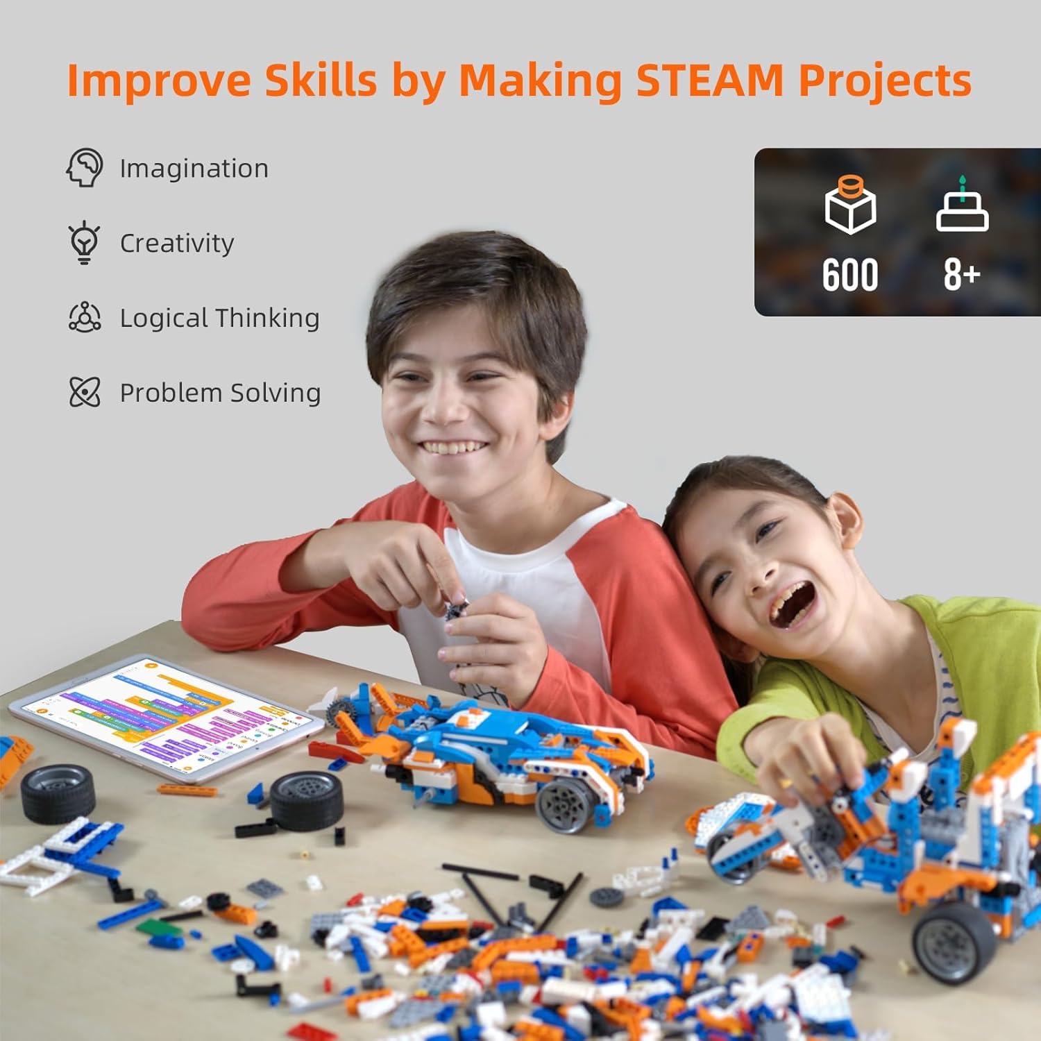 STEM Robotics Kit for Kids Ages 8-12 | Educational Science Toy with App Control, Coding Robot & Storage Box | Perfect for STEM Learning, School Projects & Birthday Gifts