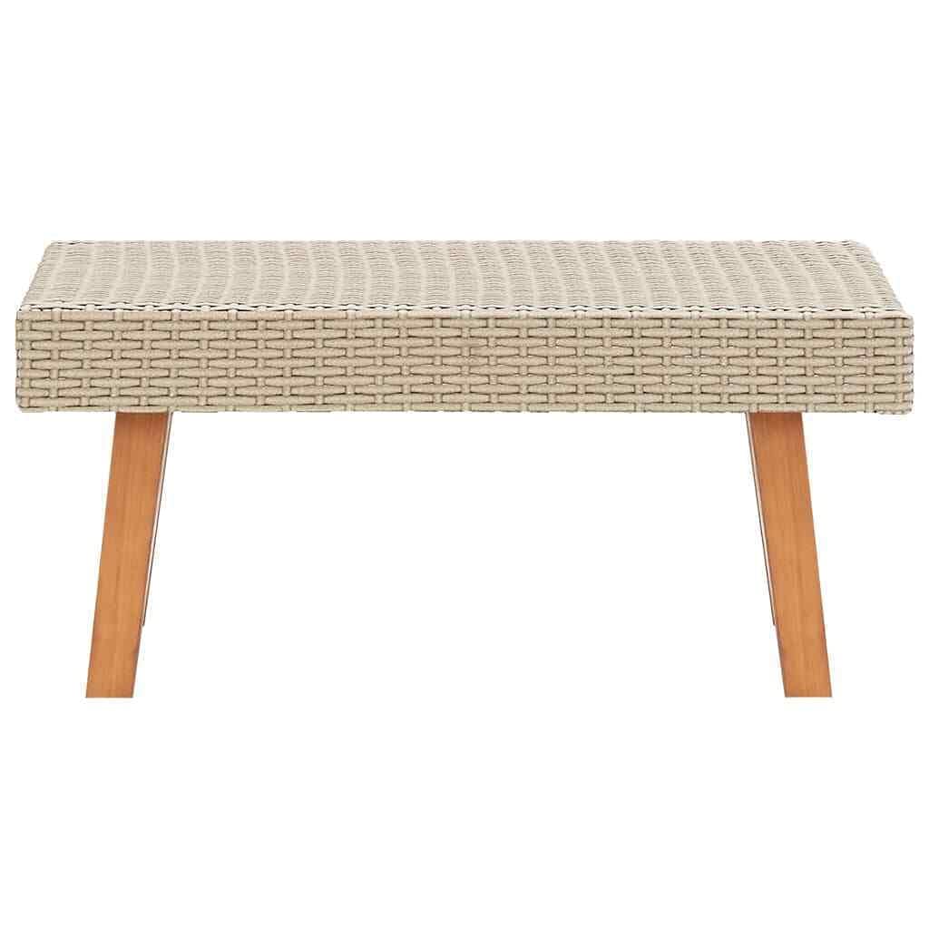 Poly Rattan Outdoor Coffee Table - Beige Garden Patio Side Table for Couch, Perfect for Backyard, Poolside & Balcony Relaxation