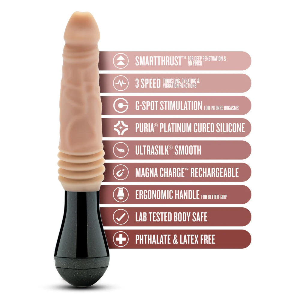 Dr. Skin Dr. Knight Thrusting Vibrating Silicone Dildo - Realistic Adult Toy for Men & Women - Perfect for Couples Play & Solo Pleasure
