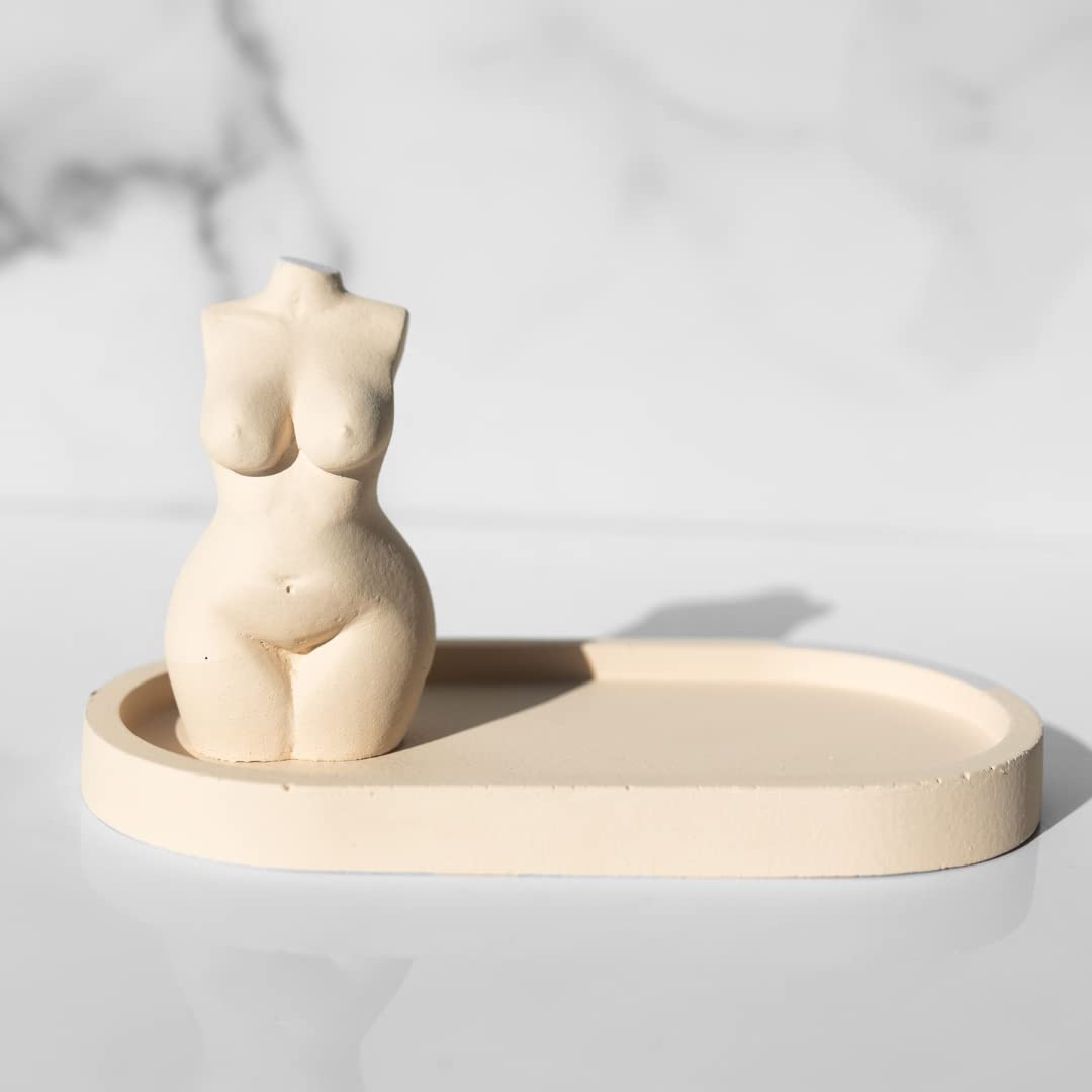 Luna Rose Concrete Goddess Statue - Minimalist Home Decor for Living Room, Bathroom & Vanity | Bohemian Style Indoor Statue for Meditation Spaces & Yoga Studios