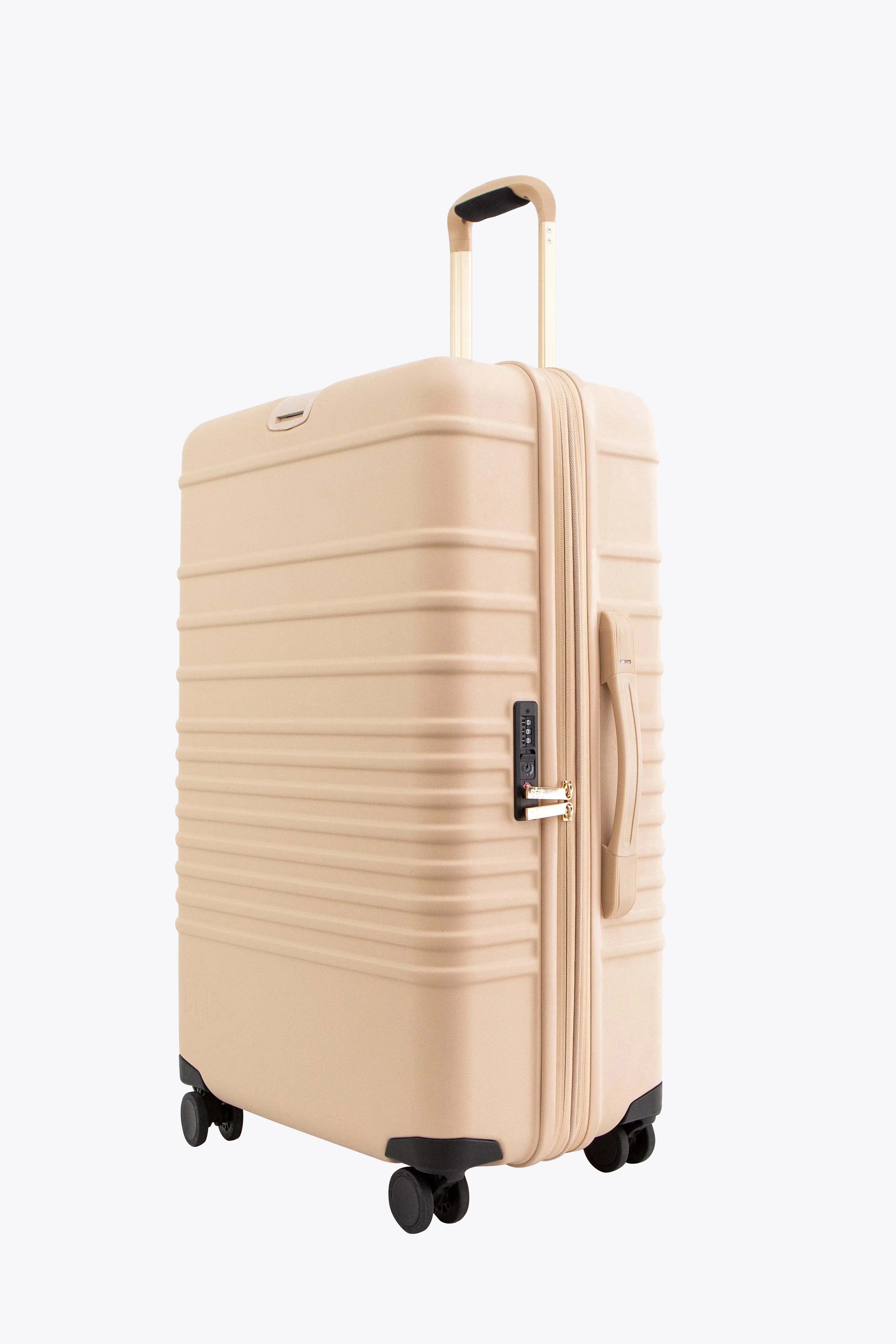 Large Beige Check-In Luggage Roller Suitcase - Perfect for Air Travel, Business Trips & Vacation Packing