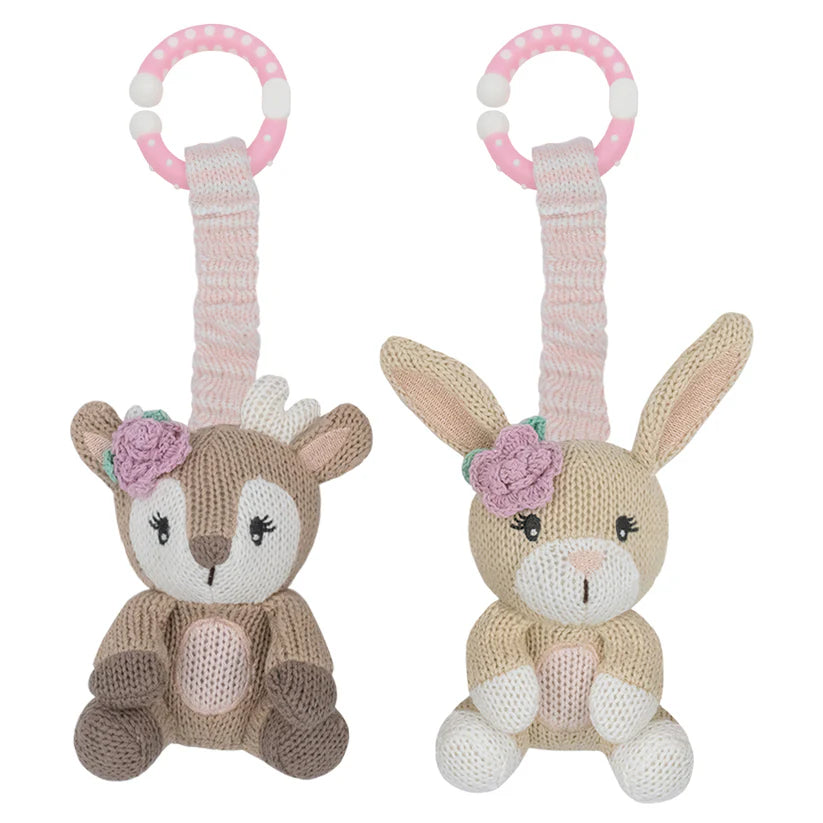Adorable Fawn & Bunny Stroller Toys for Babies - Soft Plush Hanging Toys for Crib, Car Seat & Stroller - Perfect Infant Sensory & Teething Gift