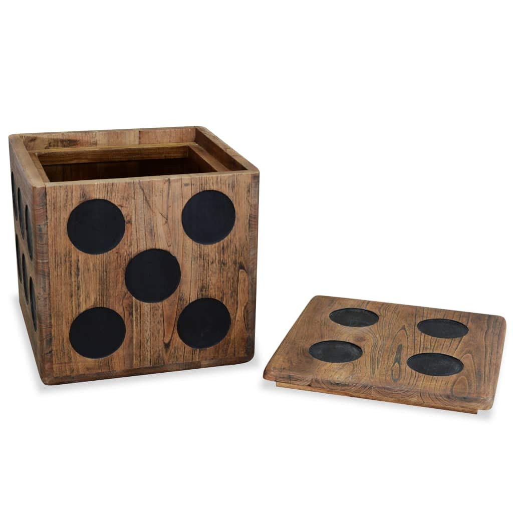 Mind Wood Decorative Storage Chest Box with Lid - 15.7x15.7x15.7 Inch Dice Design Wooden Stash Box for Home Organization, Jewelry, Keepsakes & Living Room Decor