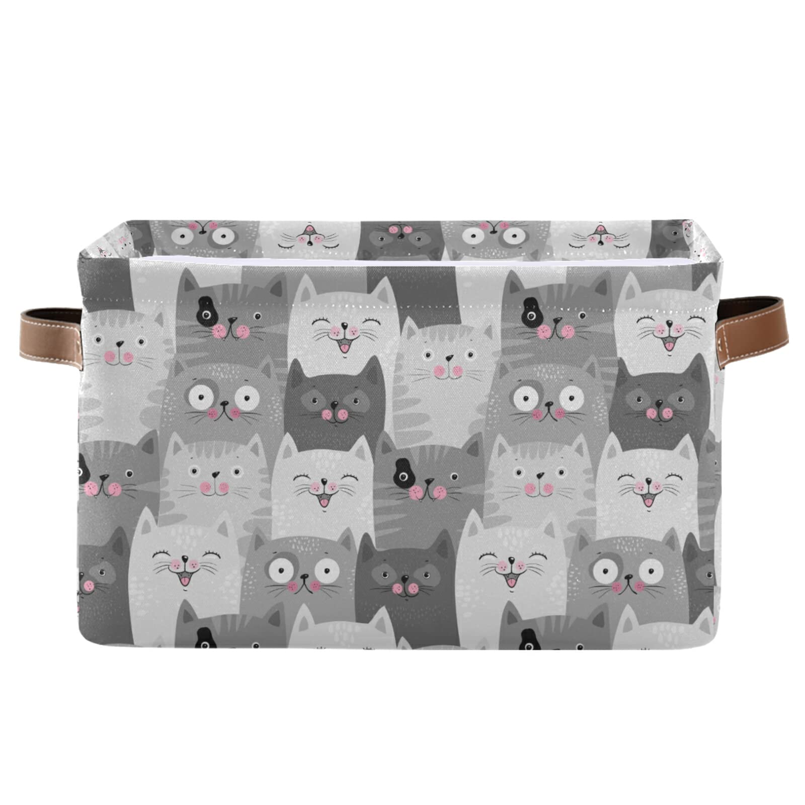 Collapsible Storage Basket Cube with Animal Cat Pattern - Large Foldable Storage Bin for Clothes, Toys, Laundry Organizer - Perfect for Shelves, Closet, Kids Room, Nursery & Bedroom (1 Pack) - Ideal for Home Organization & Space Saving