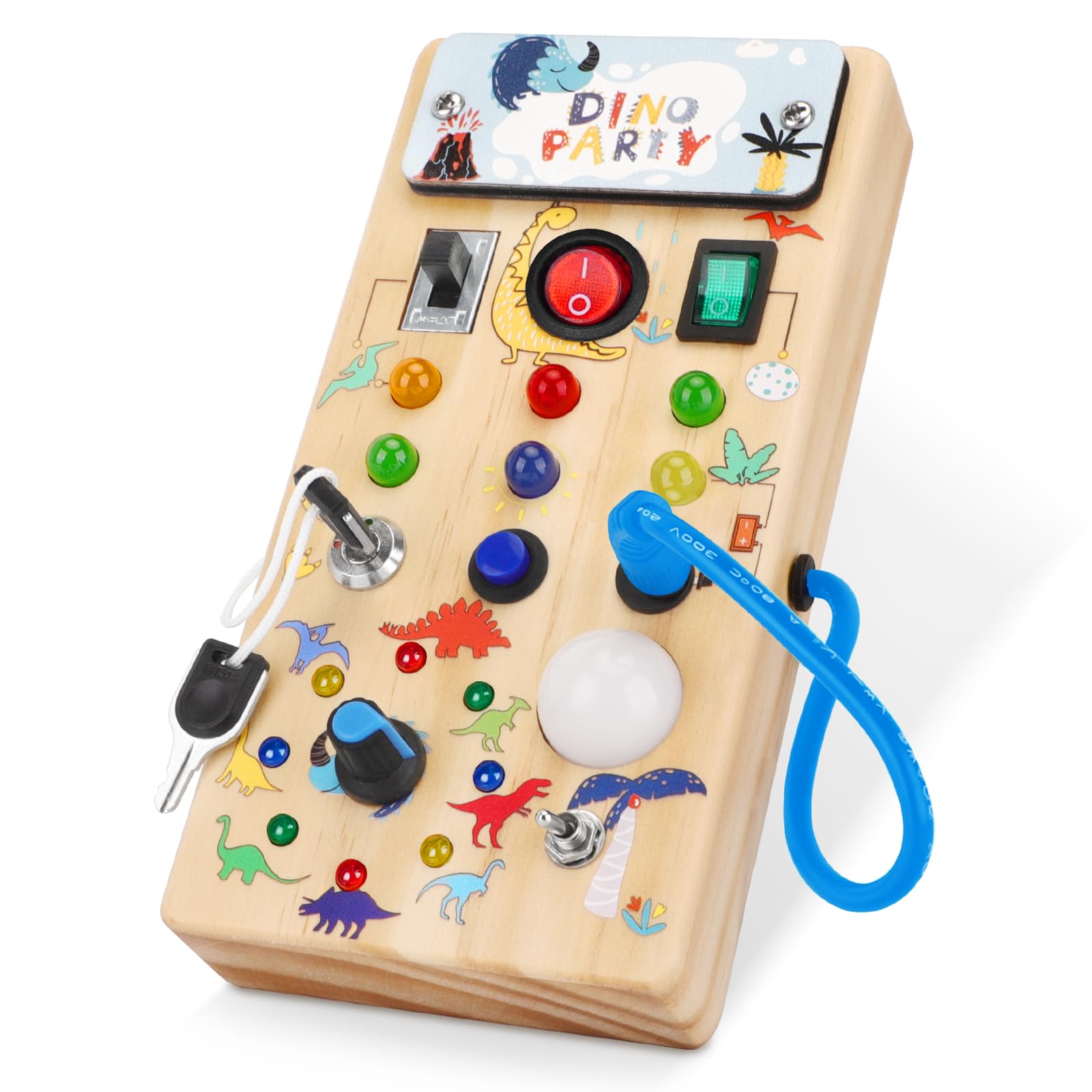 Montessori Busy Board for Toddlers 1-3 Years Old - Wooden Sensory Toy with Preschool Learning Activities - Perfect Christmas & Birthday Gift for Boys & Girls - Develop Fine Motor Skills for Home & Travel Play