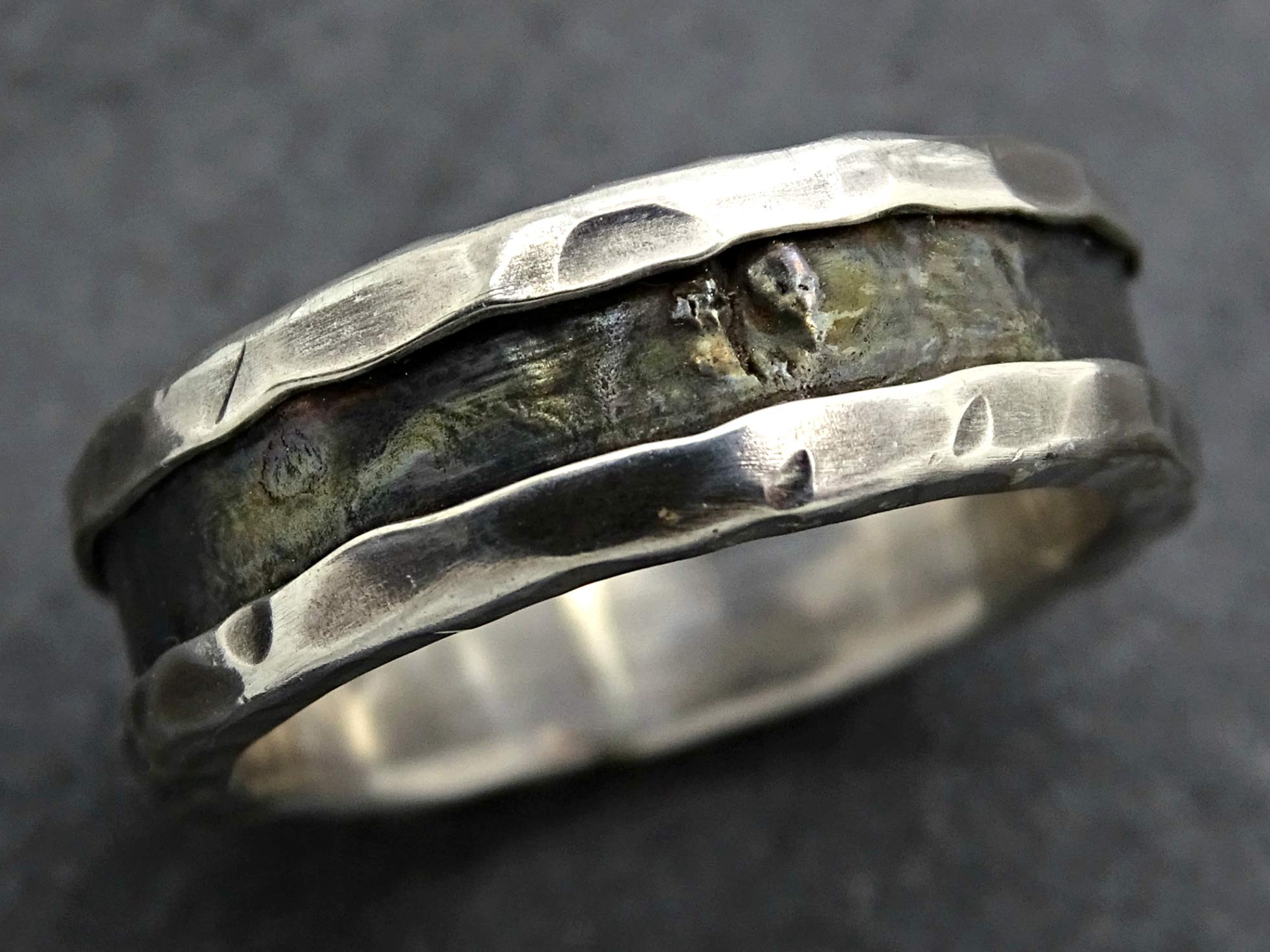 Viking Wedding Band in White Gold for Men - Durable Mens Gold Ring, Molten Gold Silver Engagement Ring, Perfect Anniversary Gift for Him - Ideal for Weddings, Engagements, and Special Occasions