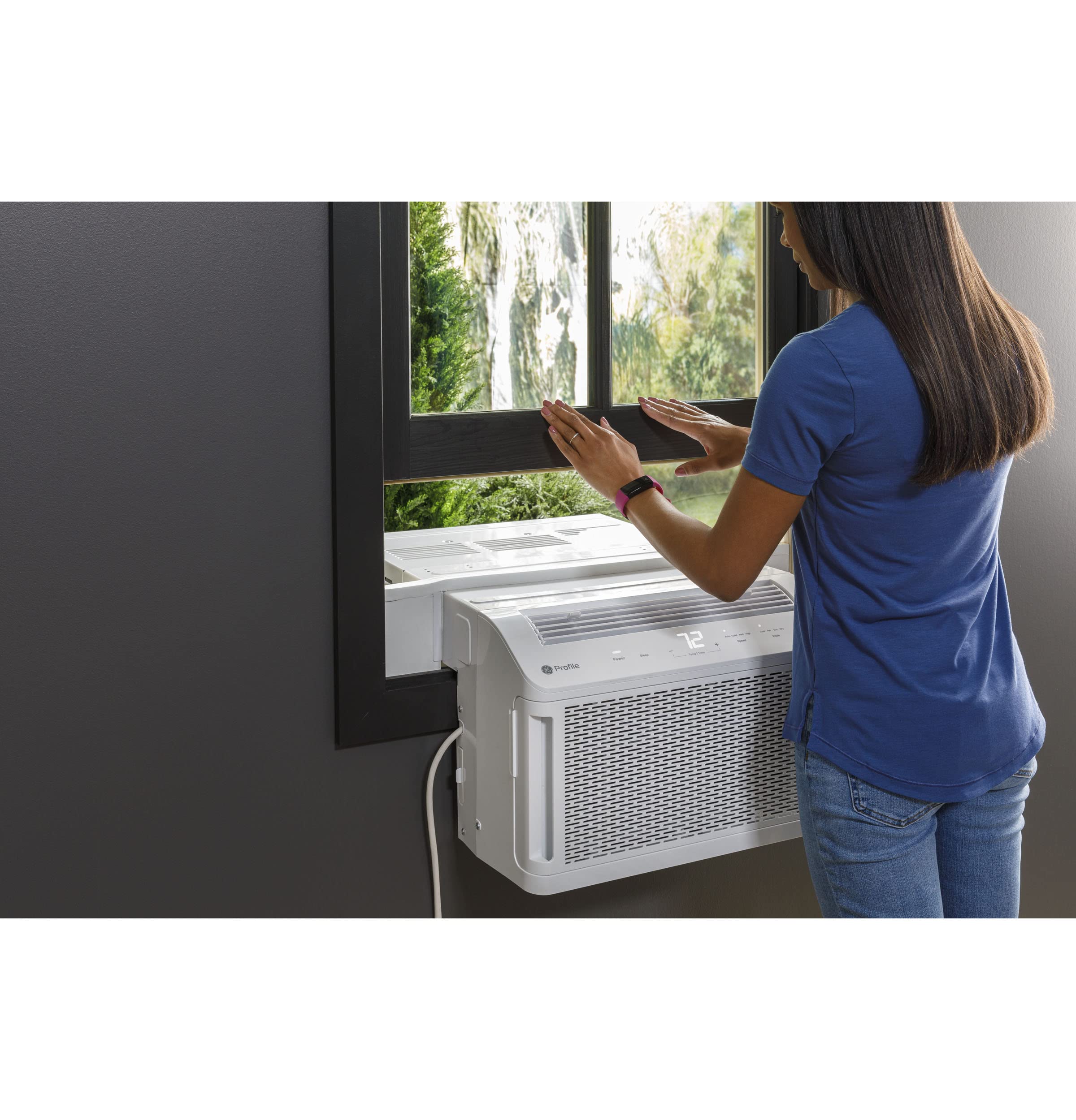 GE PROFILE AHTT08BC 8300 BTU White Window Air Conditioner - Cool & Quiet Cooling for Bedrooms, Living Rooms & Small Spaces