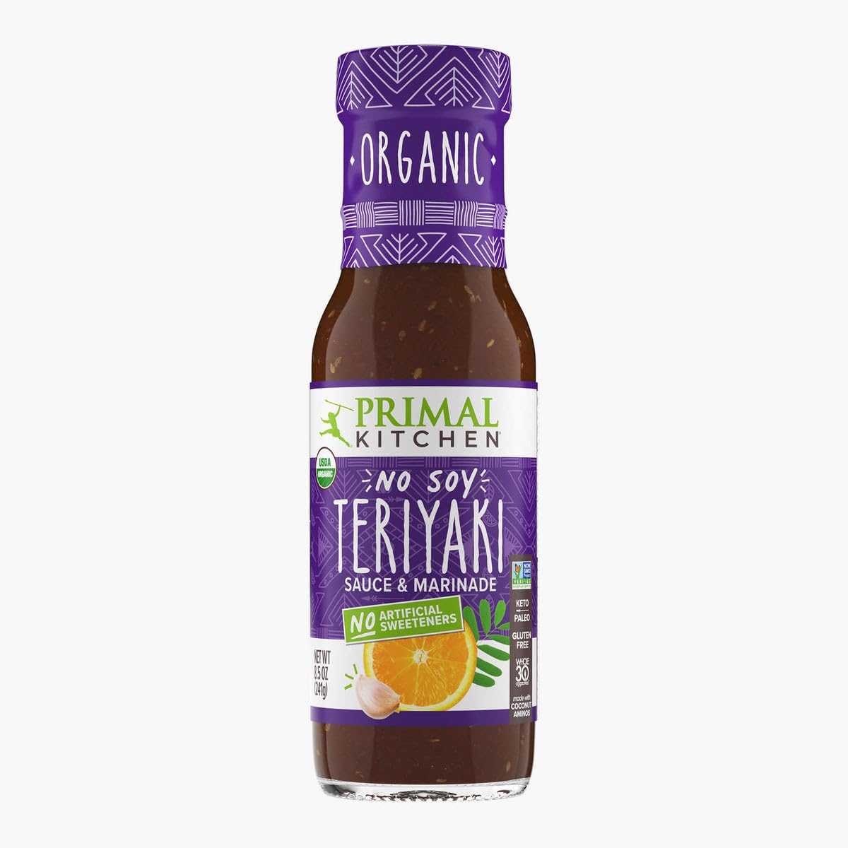 Organic No Soy Teriyaki Sauce & Marinade by Primal Kitchen - Gluten Free, Paleo Friendly, 8.5 Oz - Perfect for Grilling, Stir Fry & Asian Cuisine