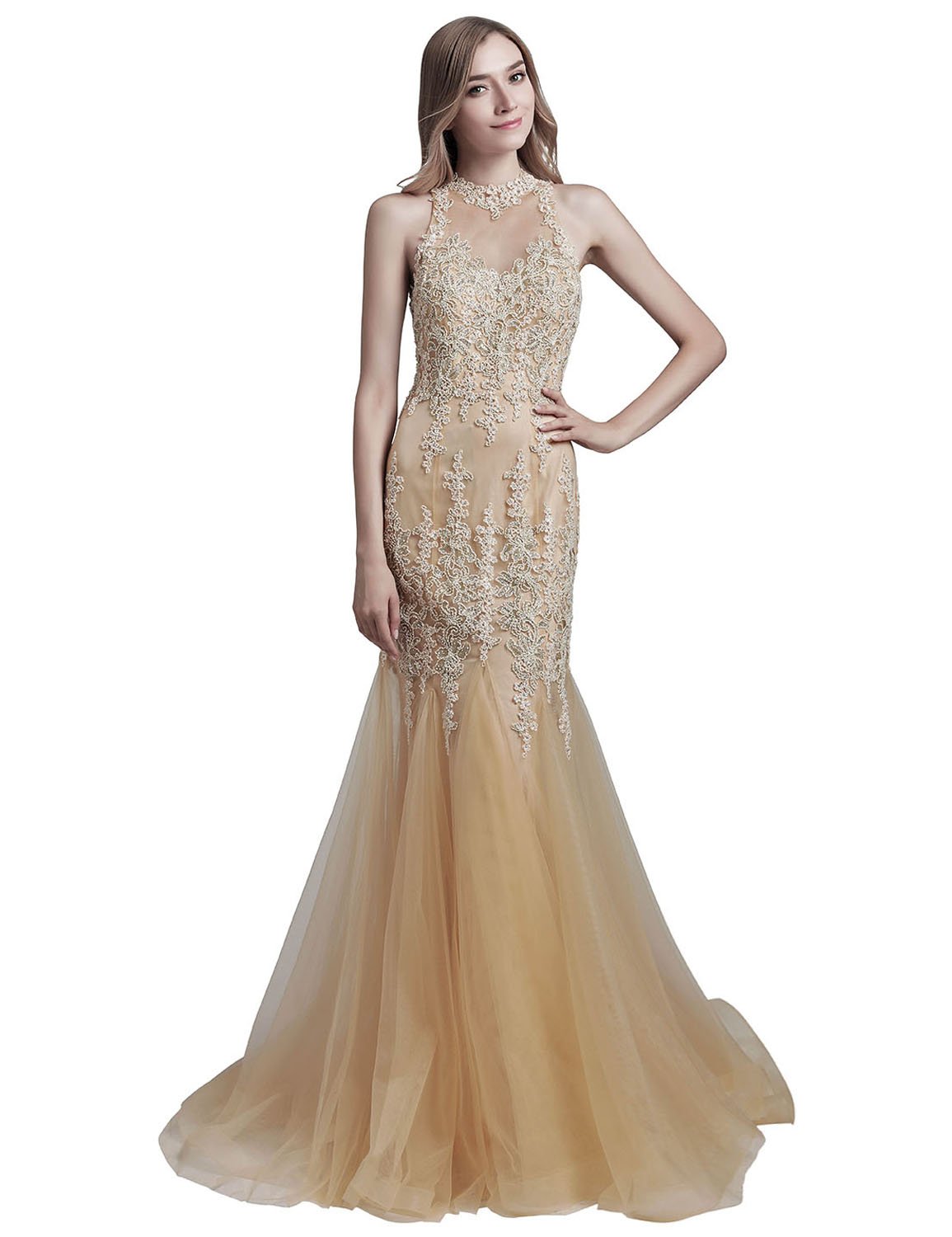 Elegant Beaded Mermaid Evening Gown - Sparkly Sequin Prom Dress for Women 2024 | Formal Tulle & Satin Long Dress for Weddings, Galas & Special Occasions