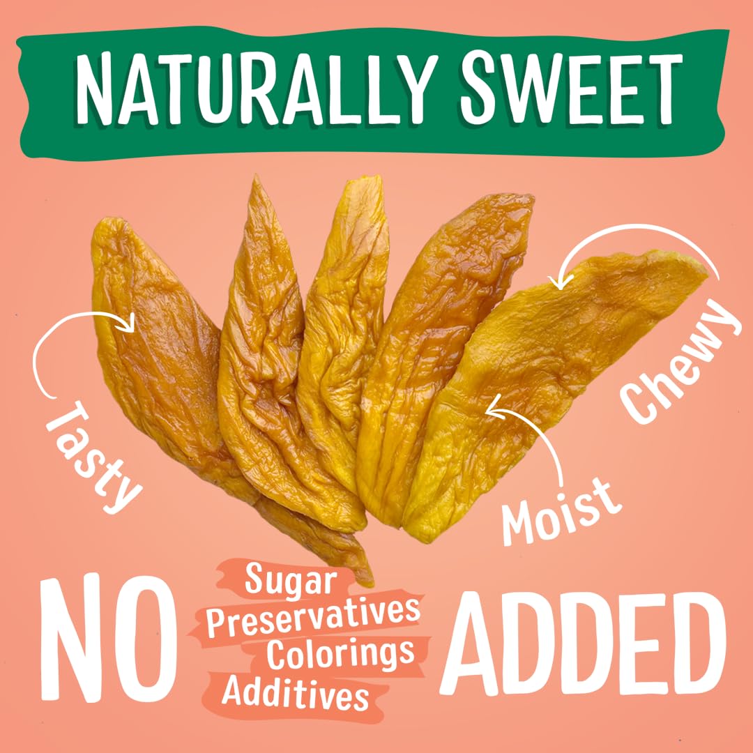 Premium Dried Irwin Mango 5.29 oz (150g) - No Sugar Added, Soft & Chewy, Vacuum Sealed Snack - Made in Taiwan - Perfect for Healthy Snacking, Hiking, Office & School Lunches