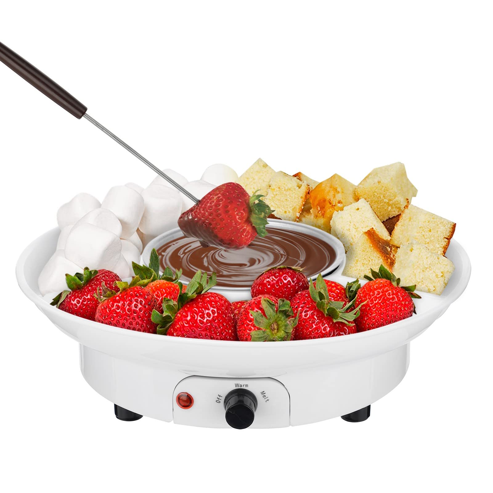 Electric Chocolate Fondue Maker Set with Temperature Control - Perfect for Fruit, Cheese & Dessert Fondue - Ideal for Parties, Family Gatherings & Romantic Dinners (Black)