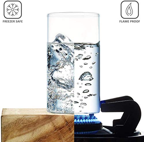 Borosil Vision Classic Large Mugs - Set of 4 Clear 10oz Lightweight & Durable Glass Cups for Coffee, Tea, Hot & Cold Beverages - Perfect for Home, Office, and Restaurant Use