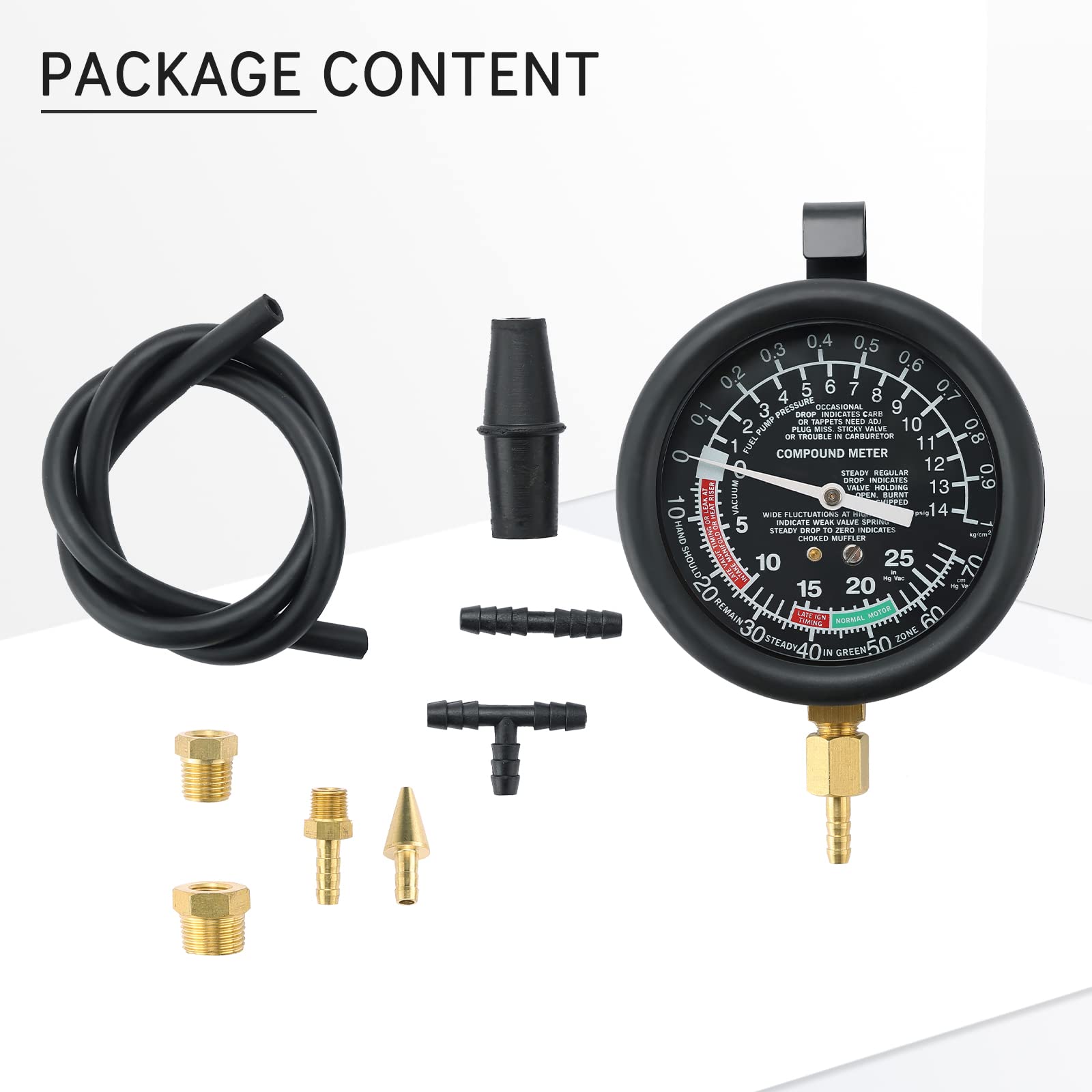 Professional Vacuum and Fuel Pump Tester Gauge Kit - Automotive Diagnostic Tool for Carburetor Pressure & Leak Testing | Perfect for Mechanics, DIY Car Repair & Engine Maintenance