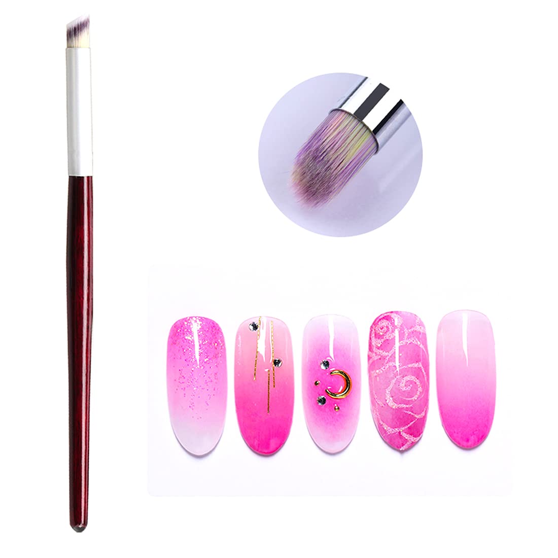 5pcs Ombre Nail Brush Set for Gradient & French Tips - Nail Art Tools with Sponge Heads