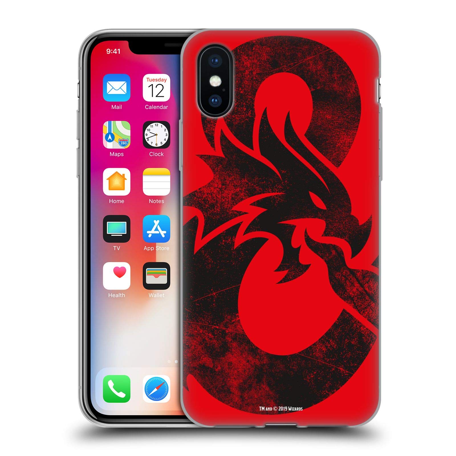 Official Dungeons & Dragons Oversized Distressed Ampersand Soft Gel Case for iPhone X/Xs - Perfect for Gaming Enthusiasts & Fantasy Fans