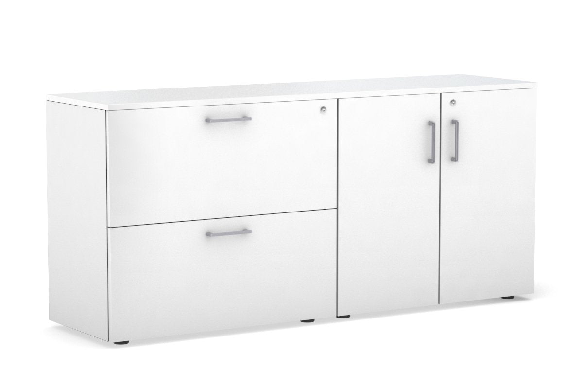 2-Drawer Lateral File Cabinet with 2-Door Storage Cupboard - Office Organization & Document Storage Solution for Home & Business Workspaces