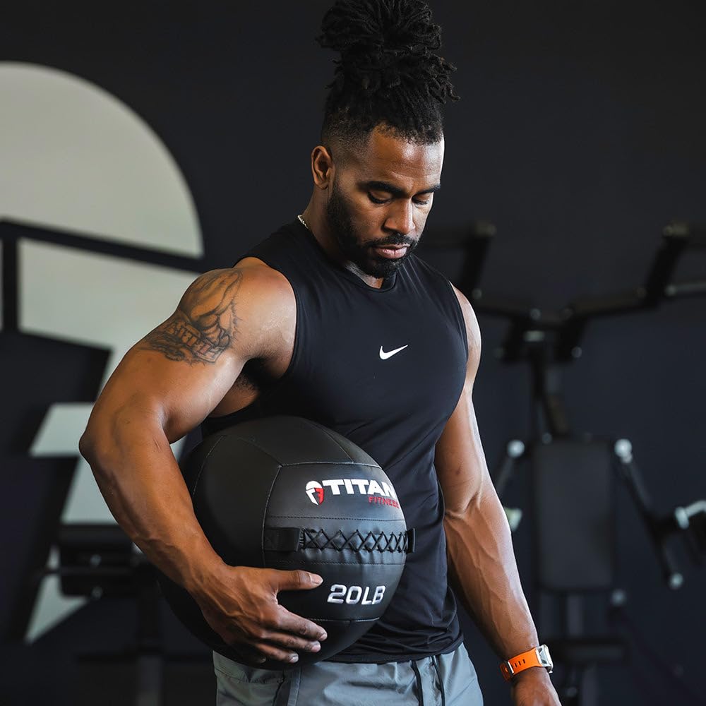 Titan Fitness 20 LB Composite Wall Ball - Soft Shell Poly-Composite Non-Slip Grip Medicine Ball for CrossFit, Strength Training & Functional Workouts - Perfect for Home Gym, CrossFit Box & Functional Fitness Training
