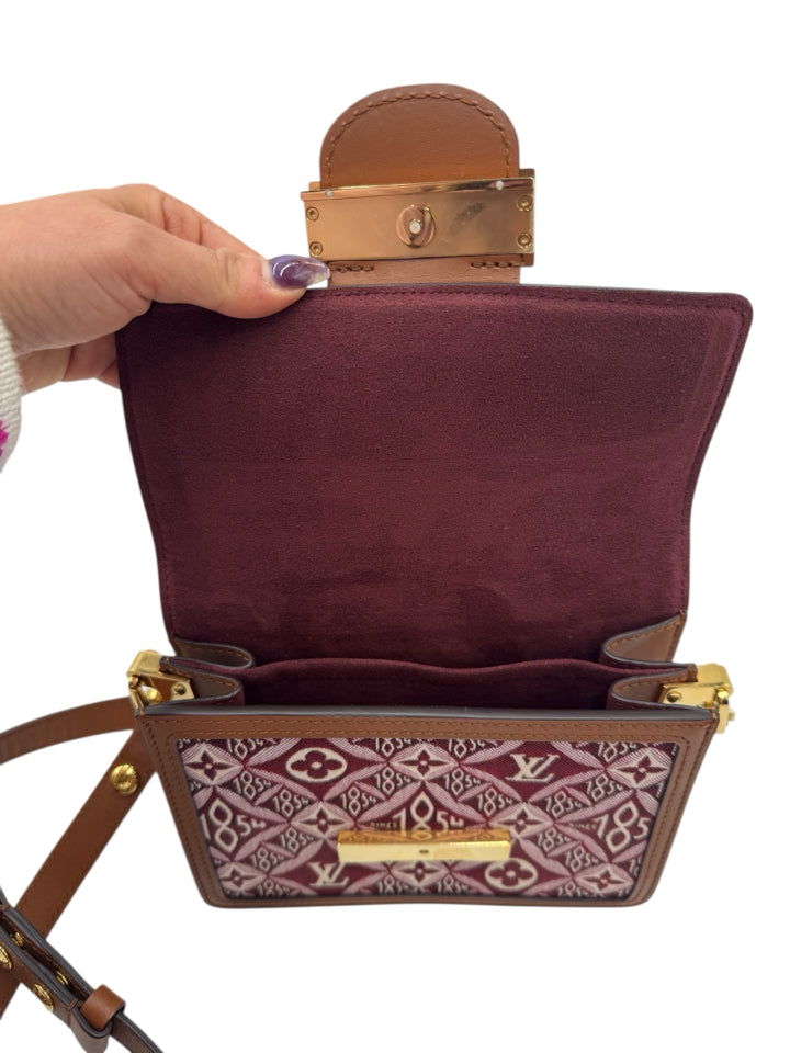Louis Vuitton Burgundy Jacquard Dauphine Since 1854 Canvas Crossbody Bag - Luxury Designer Handbag for Women, Perfect for Work, Travel & Evening Events