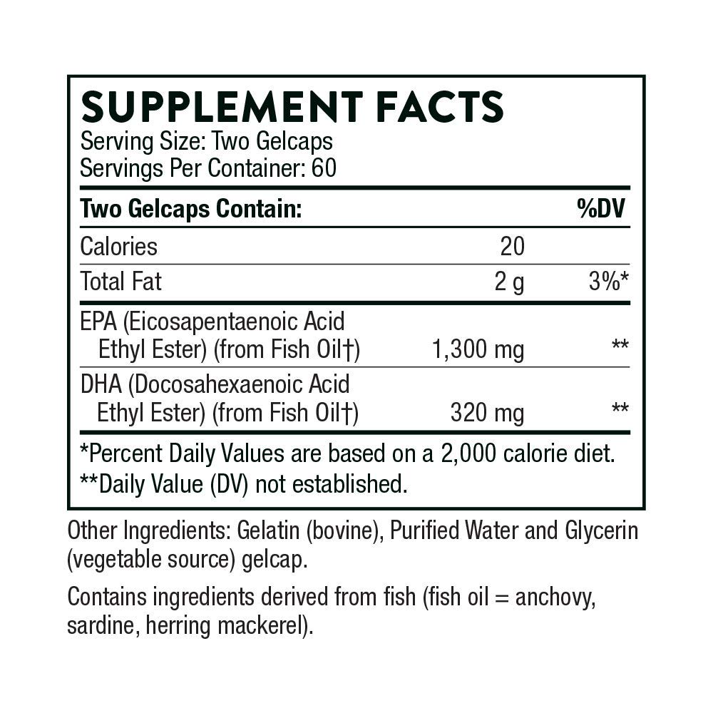 THORNE Super EPA Pro - Omega-3 Fish Oil Supplement with 1300mg EPA & 200mg DHA - Supports Heart Health & Blood Lipid Balance* - 120 Softgels - for Cardiovascular Wellness & Brain Function Support