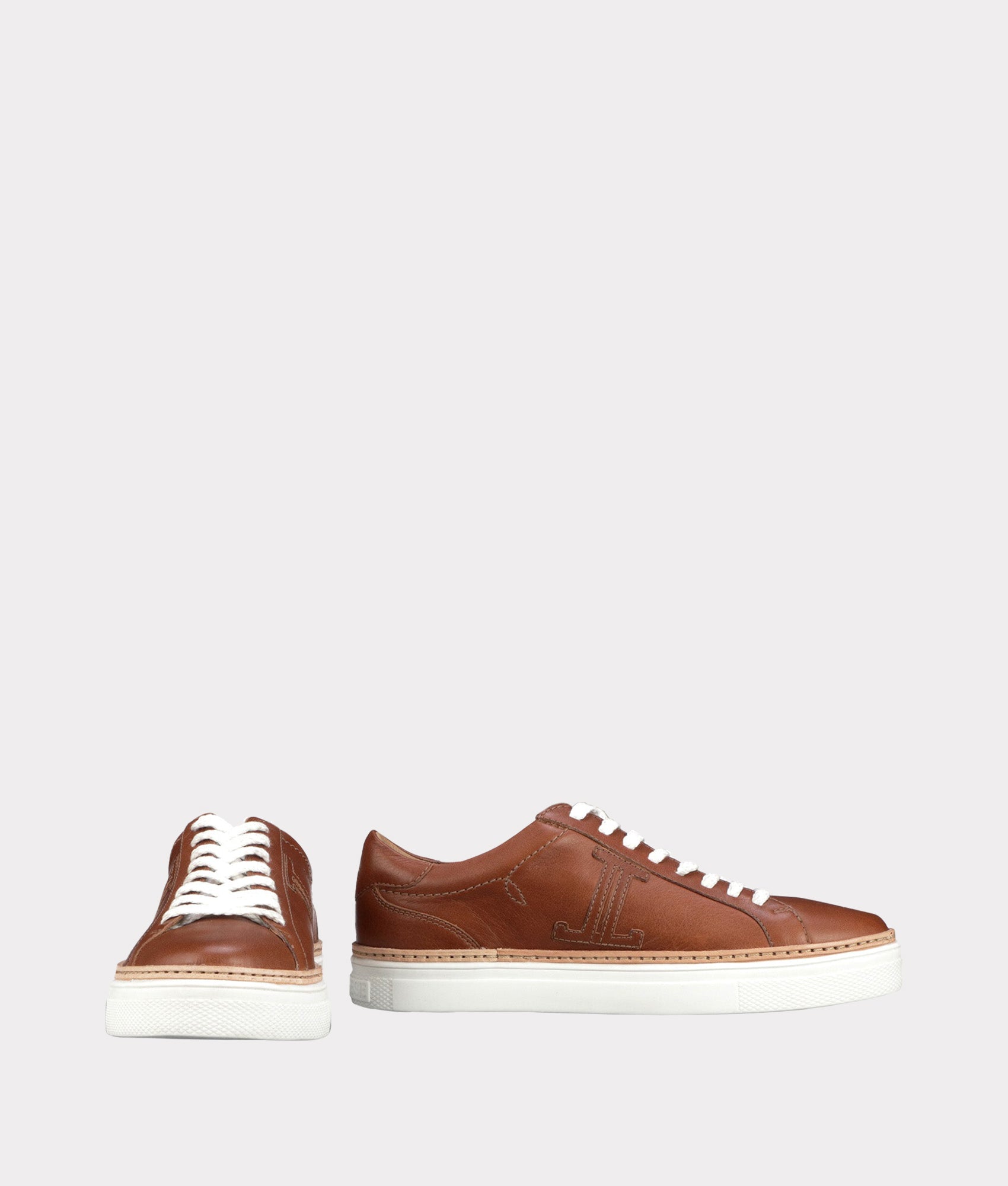 Whiskey Brown Double L Lace-Up Sneakers for Women - Comfortable Casual Walking Shoes for Everyday Wear, Gym, and Outdoor Activities