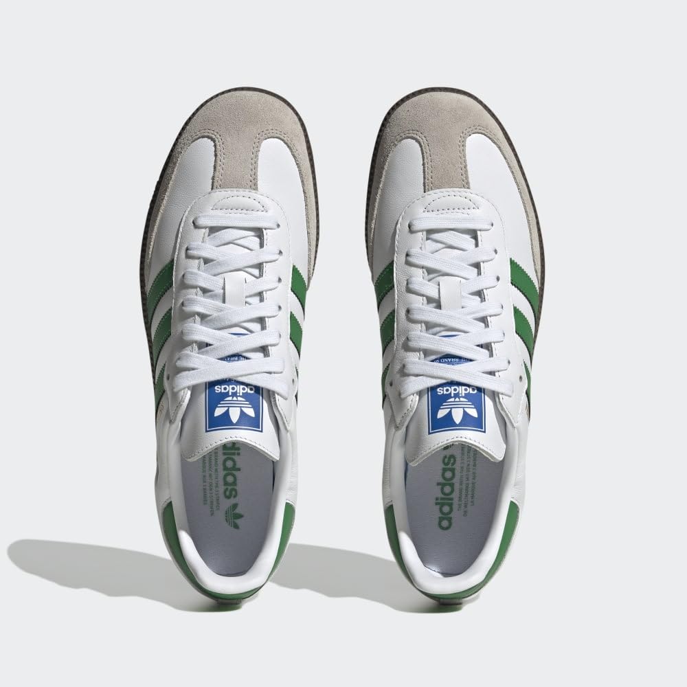 adidas Samba OG Men's Sneakers - White/Green Cloud Supplier Color - Size 9 US - Classic Casual Shoes for Everyday Wear & Street Style Fashion
