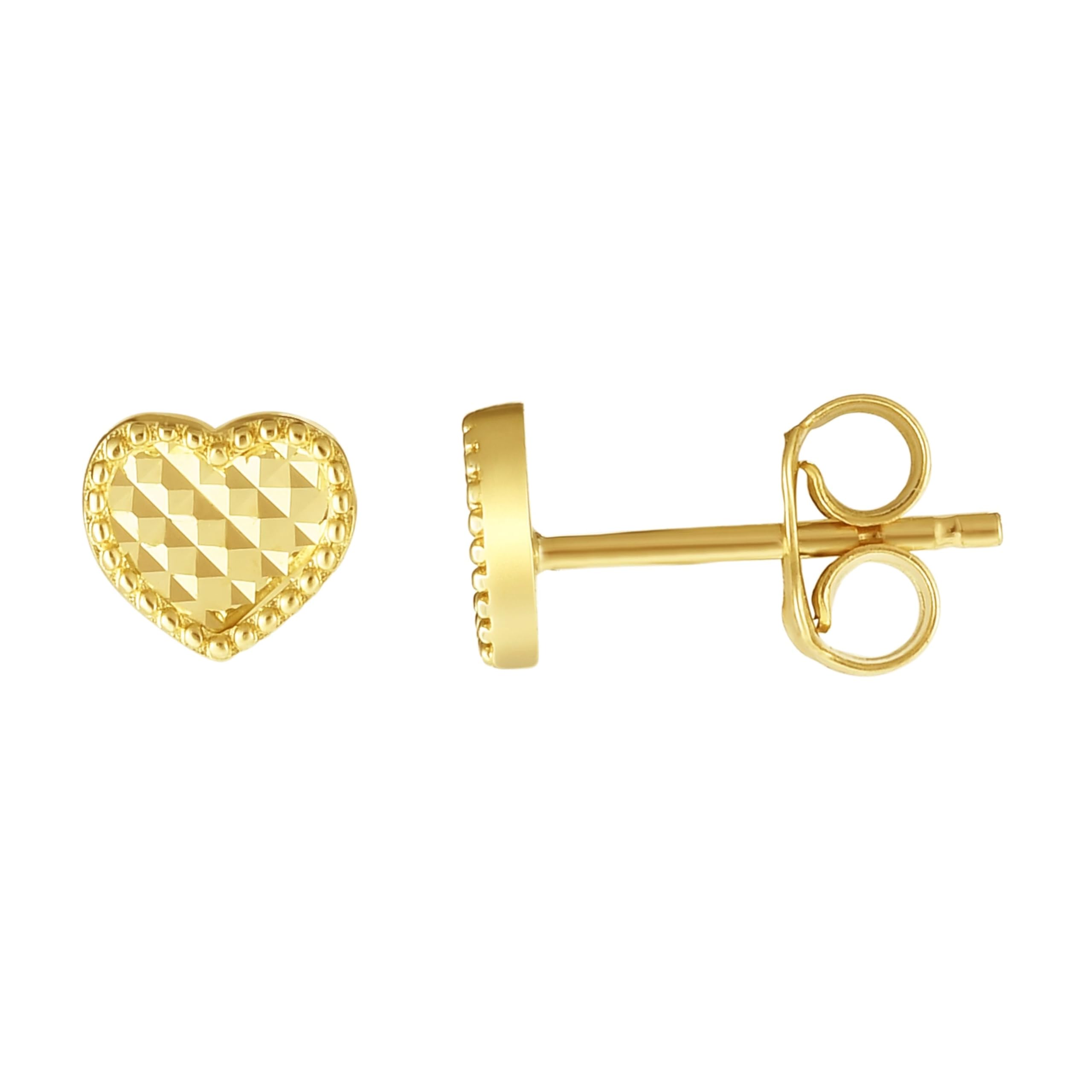 14K Yellow Gold Heart Stud Earrings for Women - Dainty Minimalist Jewelry Gift for Valentine's Day, Anniversary & Everyday Wear