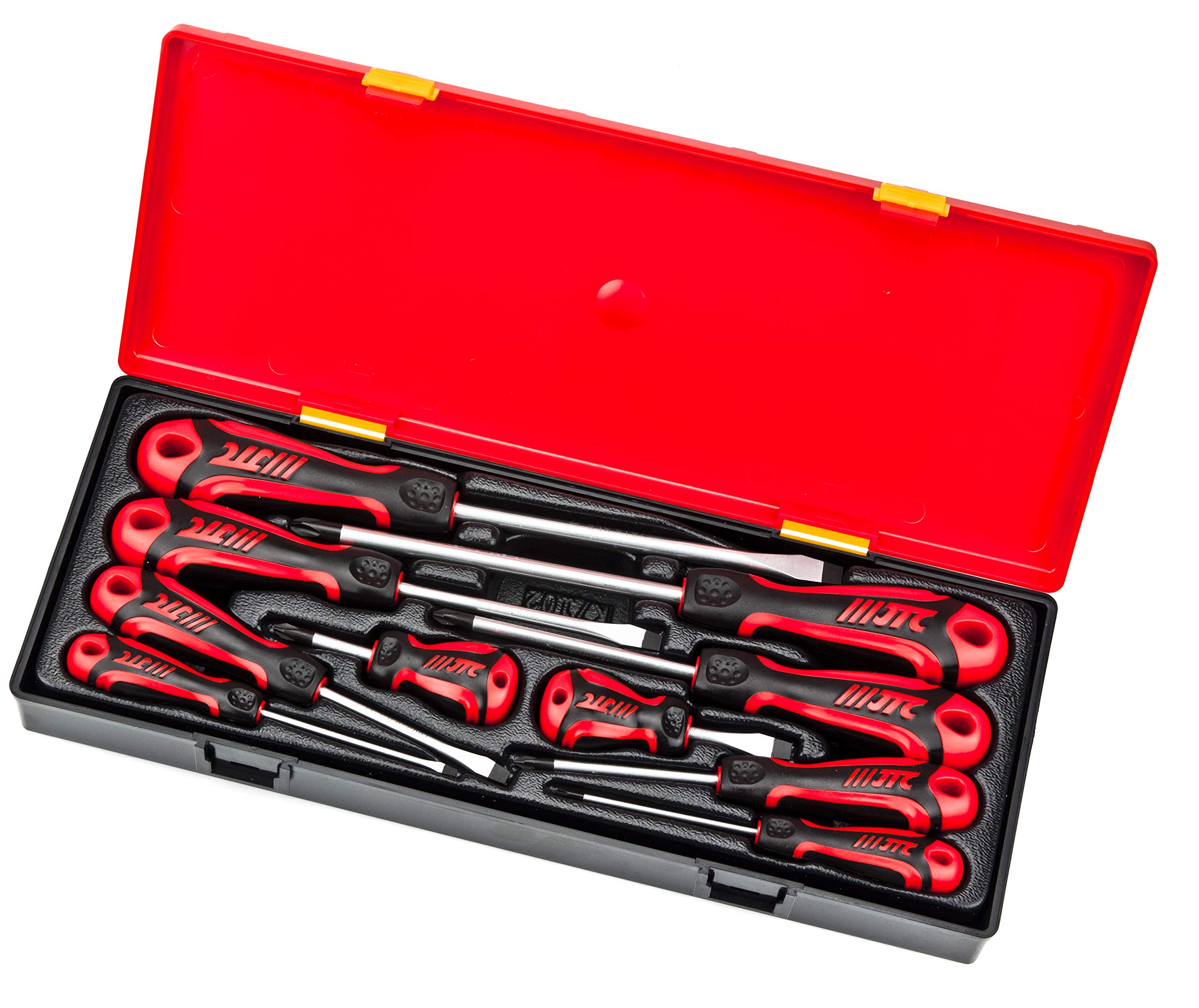 JTC K7102 10-Piece Heavy Duty Magnetic Screwdriver Set - Professional Torx, Phillips, Slotted & Hex Precision Tools with Durable Case for Home Repair, Electronics & DIY Projects