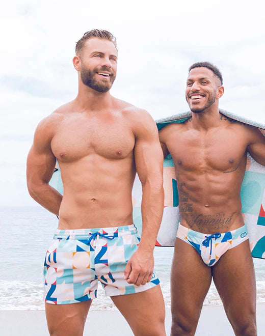 2eros Insignia 3 Swim Shorts for Men - Quick Dry Blue Swim Trunks with UPF Protection - Perfect for Beach, Pool & Summer Vacations