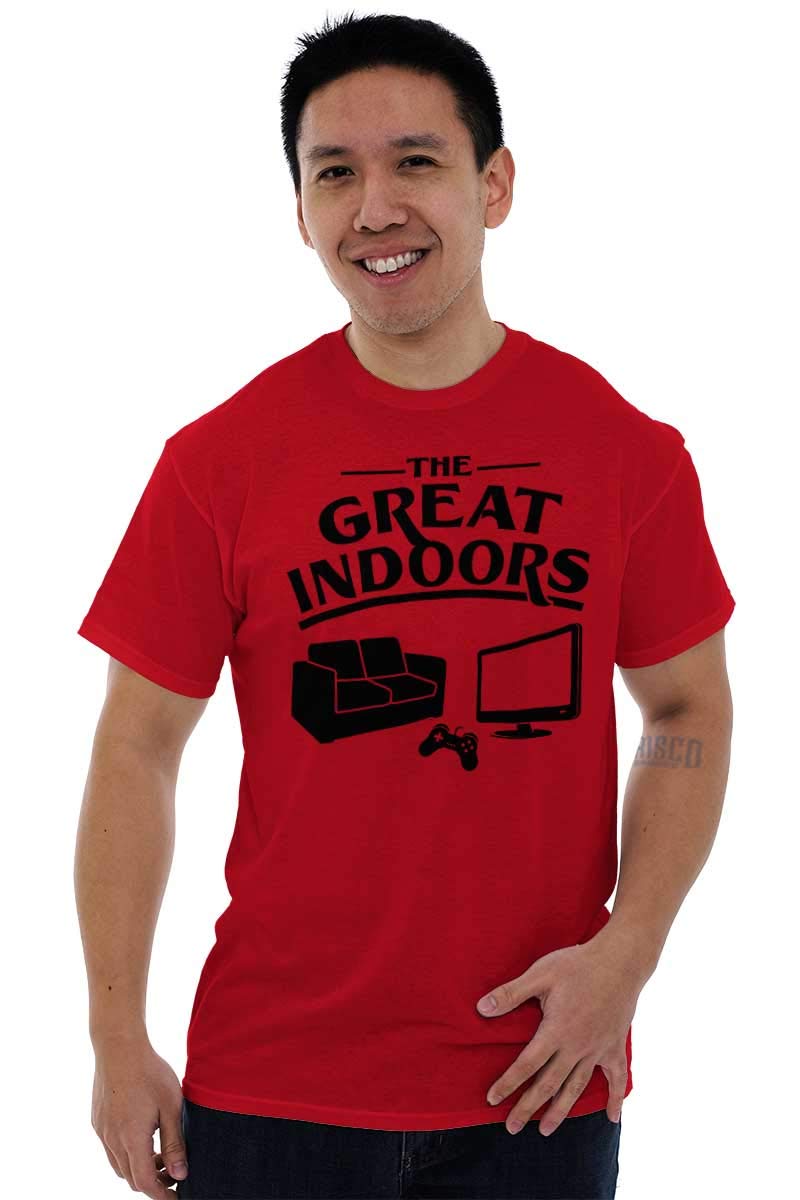 Great Indoors Couch Potato Gamer Nerd Graphic T-Shirt for Men - Comfortable Casual Tee for Gaming, Relaxing & Nerdy Outfits
