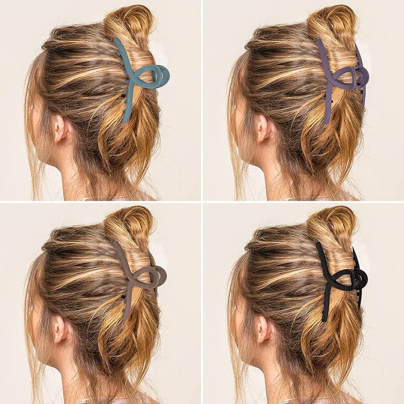 BELICIA 6-Pack Morandi Color Hair Claw Clips - 4.3 Inch Non-Slip Jaw Clamp, Strong Hold Matte Butterfly Hair Clips for Women & Girls - Perfect for Ponytails, Buns & Everyday Hairstyles