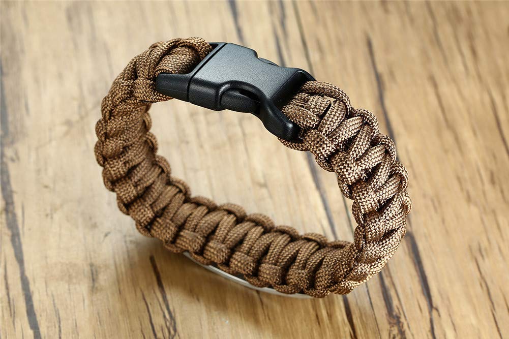 Men's Stainless Steel Bible Verse Paracord Bracelet - Outdoor Survival Gear for Hiking & Camping