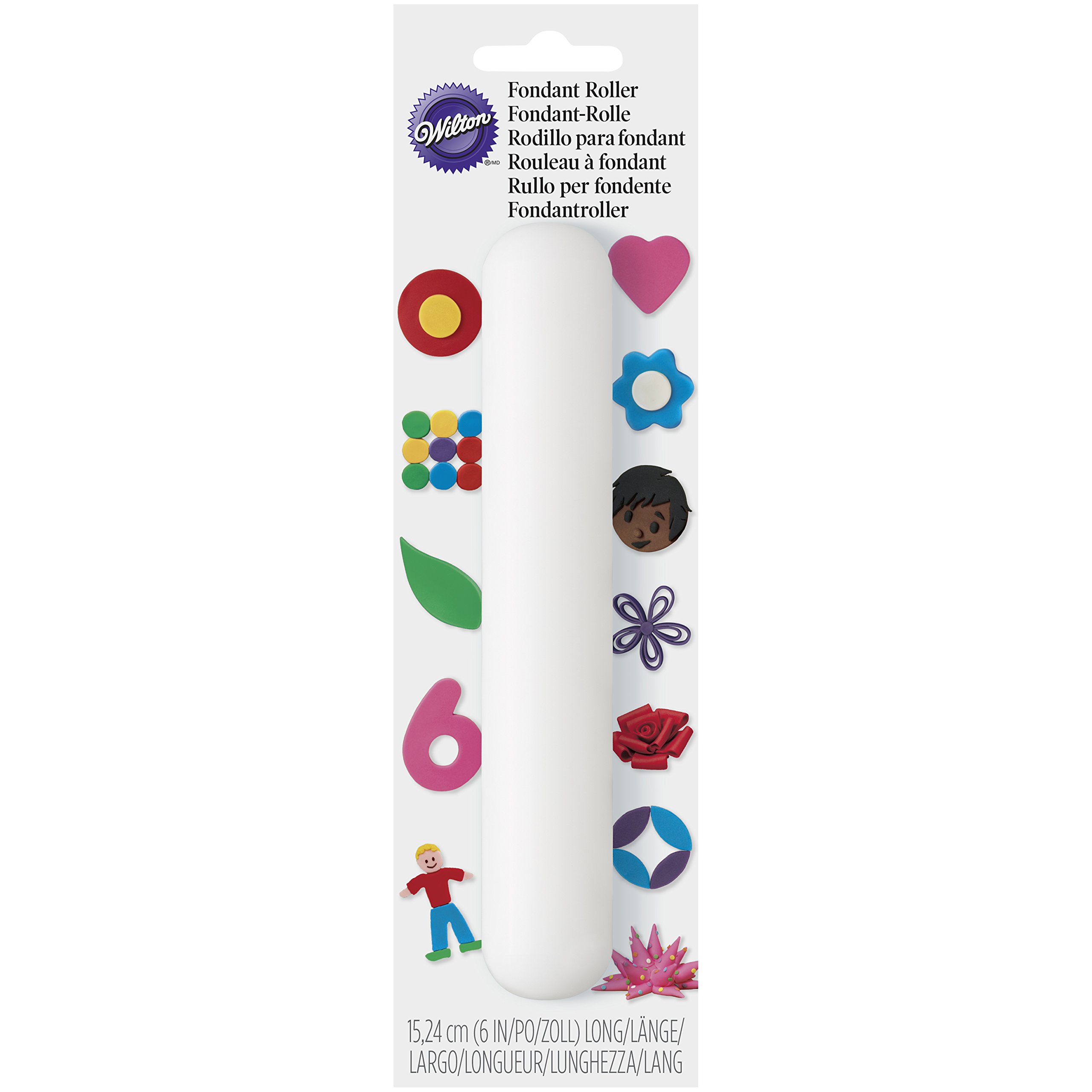 Wilton 03-0193 Fondant Rolling Pin for Baking - 2.6 x 6.5 x 22.1 cm White Non-Stick Pastry Dough Roller - Perfect for Cake Decorating, Cookie Making & Sugar Crafting
