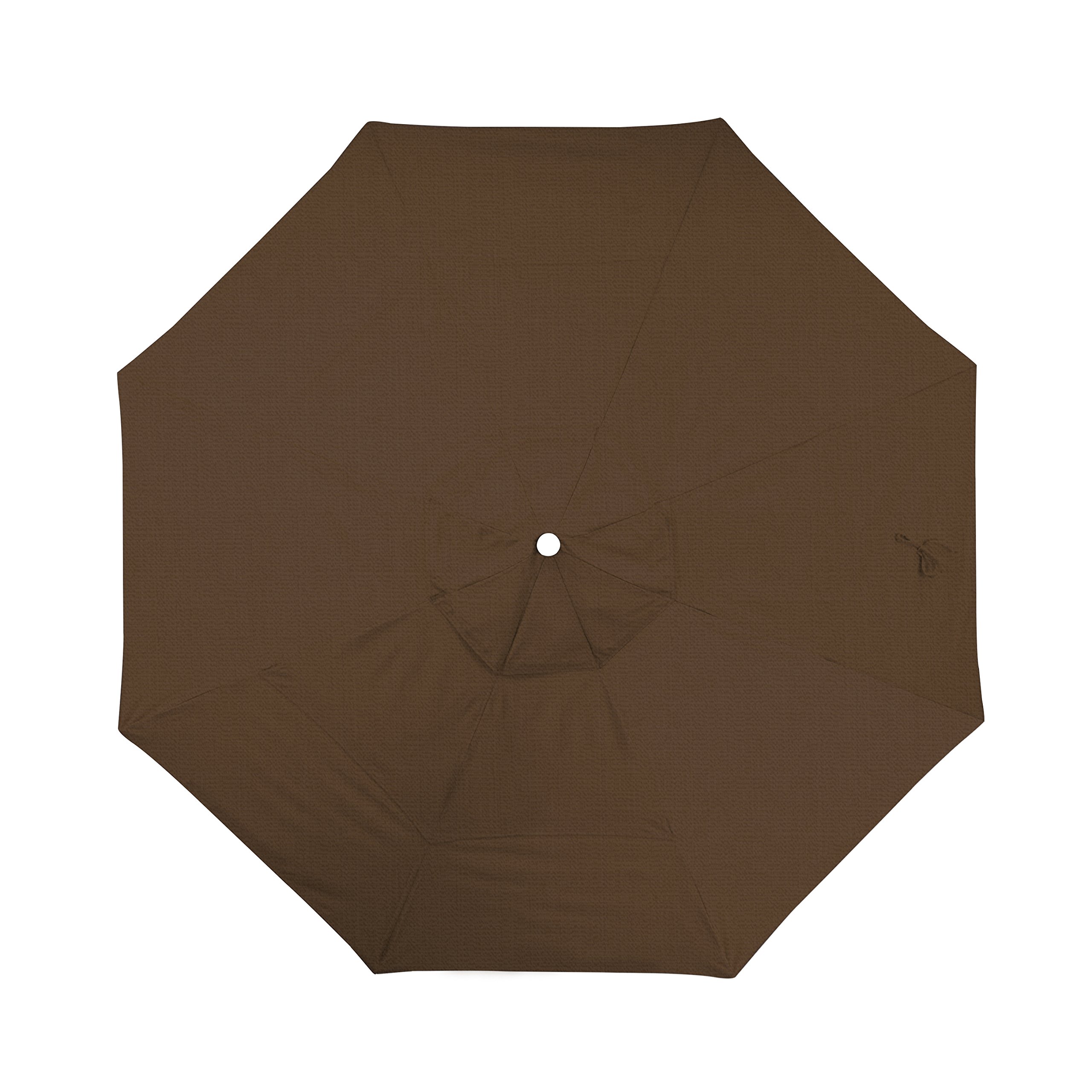 11' Round Patio Umbrella with Aluminum/Fiberglass Frame - White Pole & Olefin Teak Fabric - Easy Pulley Lift System - Perfect for Poolside, Backyard, and Outdoor Dining Areas