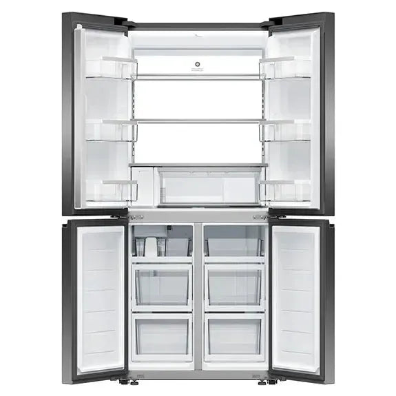 Fisher & Paykel 498L Quad Door Refrigerator Freezer with Ice & Water Dispenser - Dark Stainless Steel | Large Capacity Smart Fridge for Modern Kitchen & Family Use