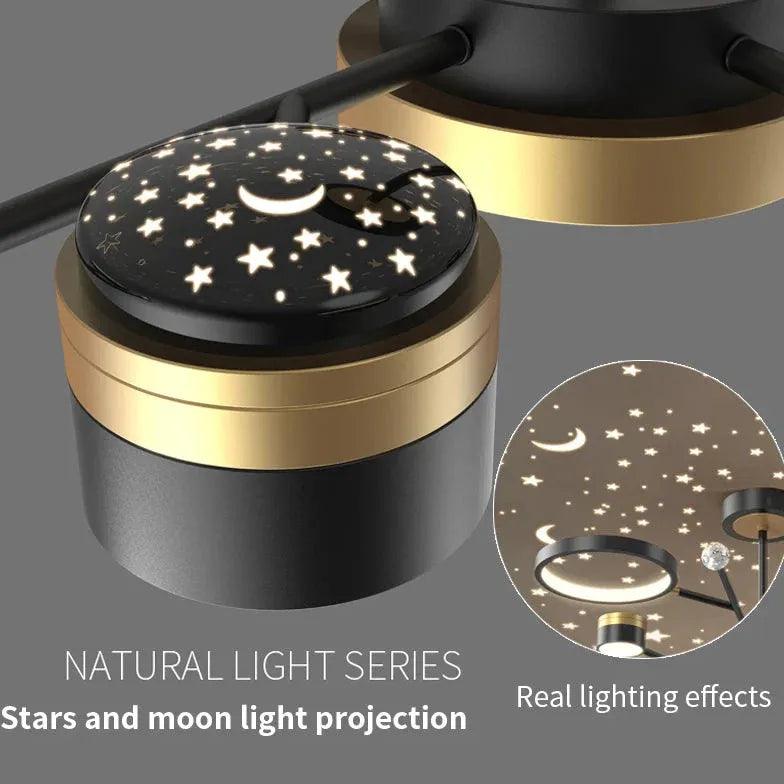Starry Sky Projection LED Modern Pendant Light - Dimmable Ceiling Fixture for Bedroom, Living Room & Nursery - Romantic Ambiance Lighting for Home Decor