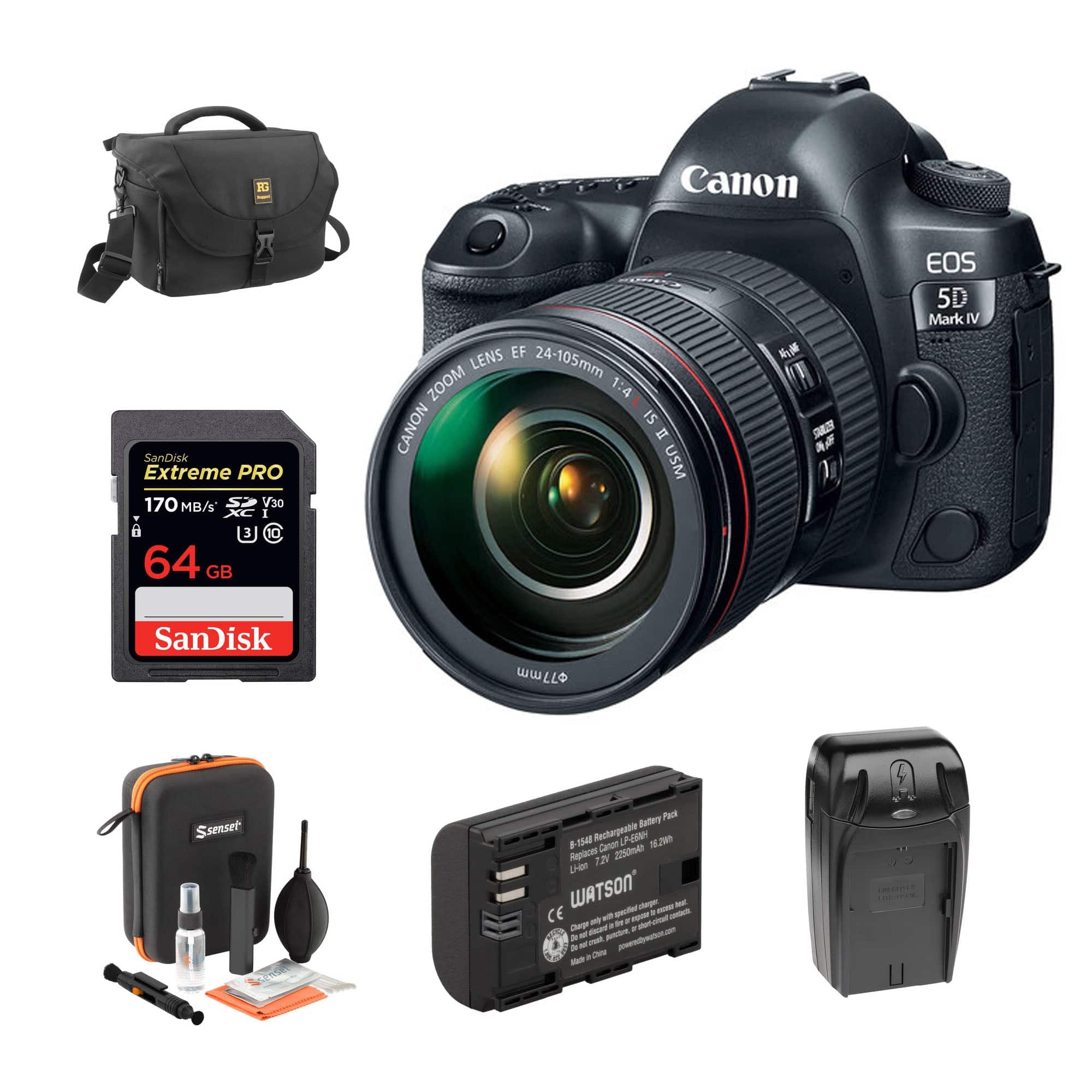 Canon EOS 5D Mark IV DSLR Camera with EF 24-105mm f/4L Lens Professional Kit - Includes 64GB Extreme Memory Card - Perfect for Wedding Photography, Travel & Professional Portraits