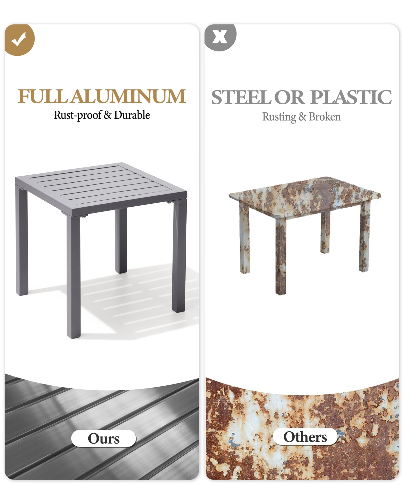 **Crestlive 2-Pack Aluminum Outdoor Side Tables - Weather-Resistant Square Coffee End Tables for Patio, Yard, Garden, Porch & Deck - Perfect for Poolside Lounging & Outdoor Entertaining**