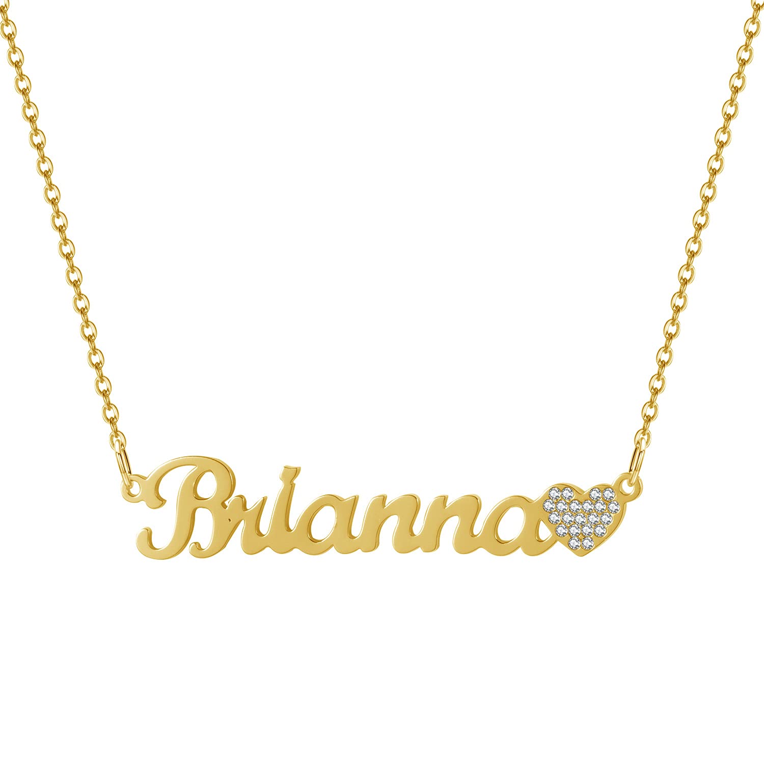 Personalized Name Necklace for Women - Custom Heart Nameplate with Zircon Letters in Stainless Steel Jewelry | Perfect Gift for Birthday, Anniversary & Valentine's Day