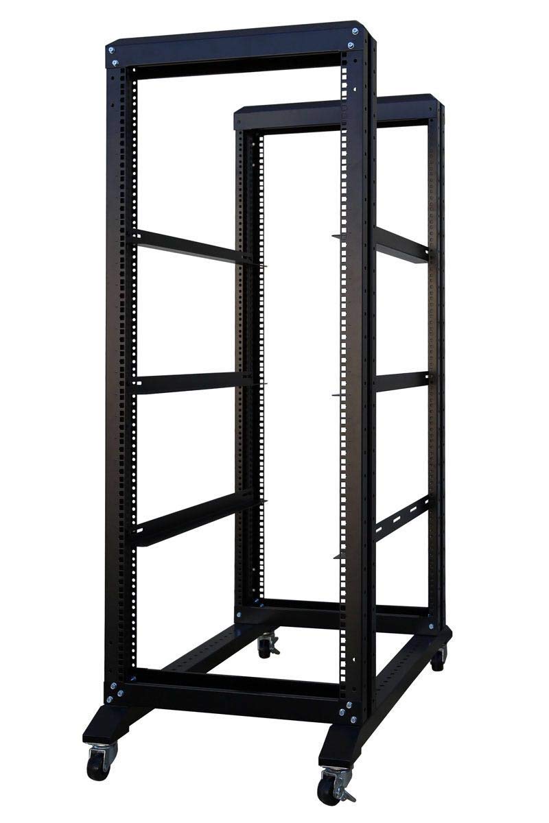 27U 4-Post Open Frame Server Rack - 600mm Deep Network Equipment Cabinet with 3 Pairs of L Rails for Data Centers, Home Labs & IT Installations