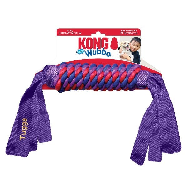 KONG Tugga Wubba Interactive Dog Toy for Large & Small Dogs - Durable Chew Toy for Fetch, Tug of War & Playtime (Blue) | Perfect for Indoor & Outdoor Activities