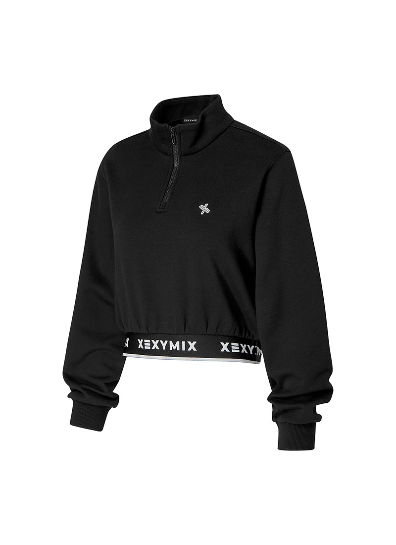 Logo Point Warm Crop Sweatshirt for Women - Cozy Fleece Pullover with Stylish Design - Perfect for Casual Outfits, Gym Wear & Street Fashion