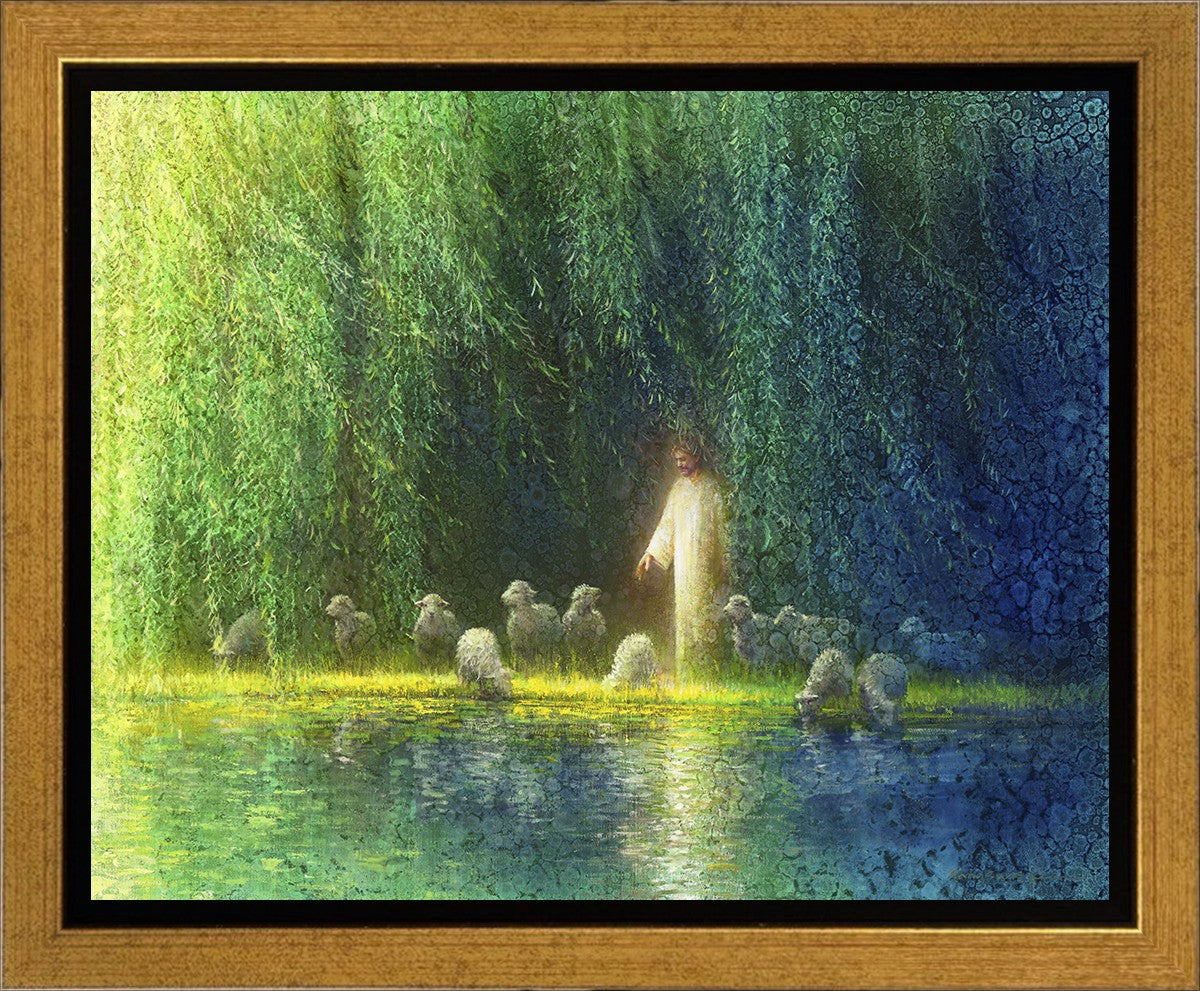 Among the Willows Gallery Wrap Canvas Art - Handmade Nature Landscape Painting for Living Room, Bedroom & Office Decor