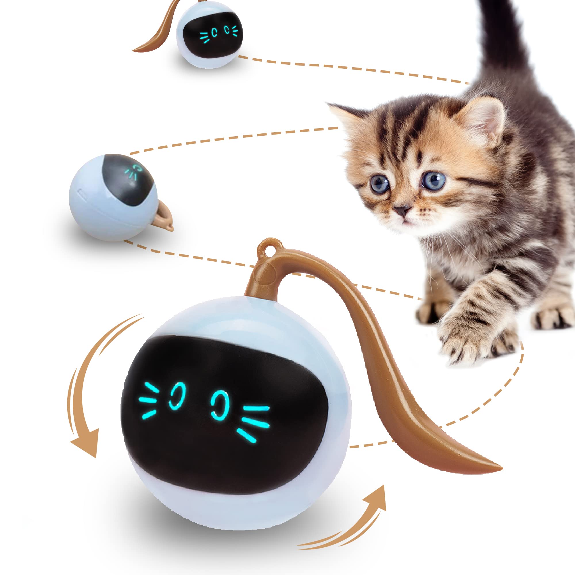 SIMENA Interactive Cat Toy - Automatic Self-Rolling Ball with USB Rechargeable Battery - Fun Exercise Toy for Kittens & Adult Cats - Perfect for Indoor Play & Boredom Relief