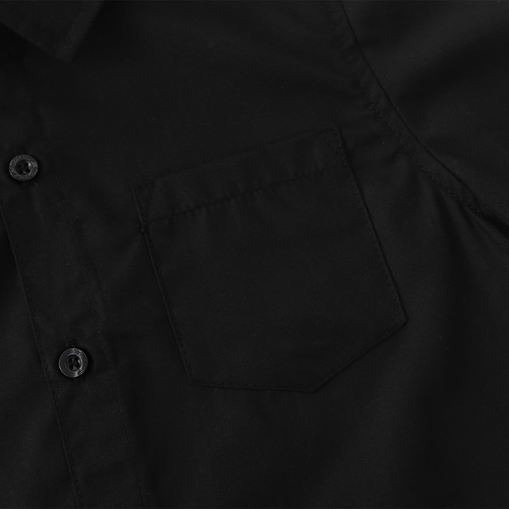 Spring&Gege Boys' Short Sleeve Dress Shirts - Formal Uniform Poplin Solid Button Down Shirt for School, Church & Special Occasions