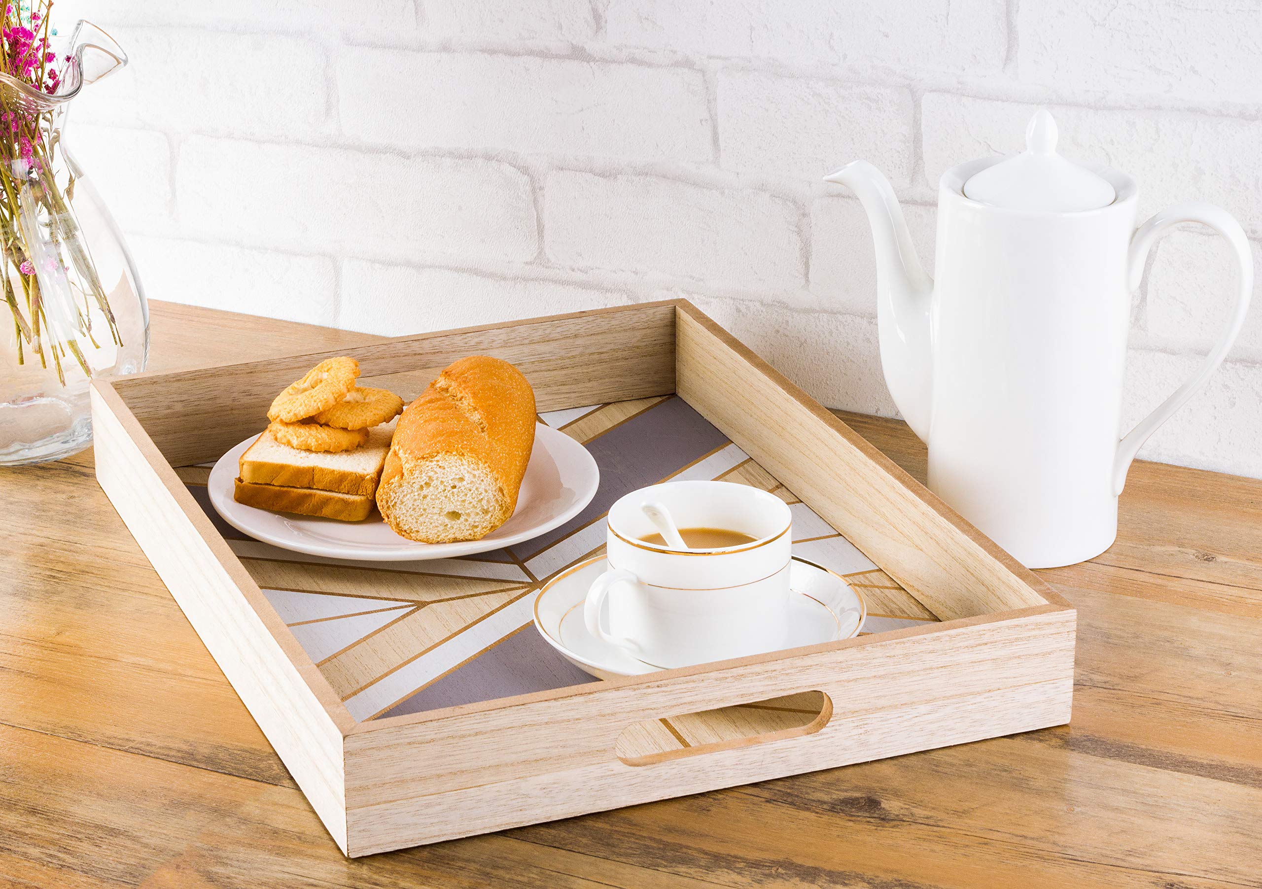Premium Wood Serving Tray - Handcrafted Home Decor for Coffee Table, Ottoman, Bedroom & Dining | Perfect for Breakfast in Bed, Tea Parties & Living Room Organization