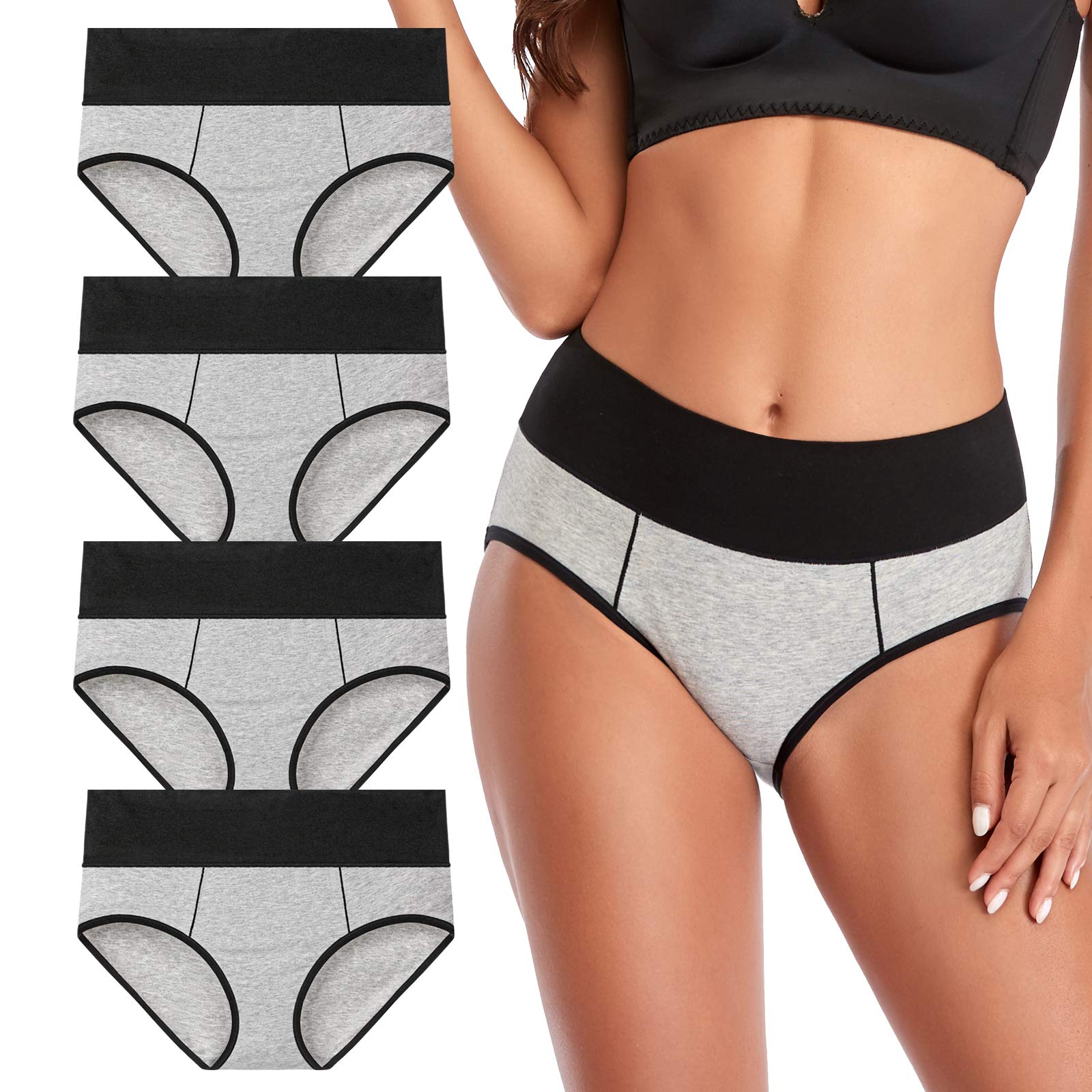 Annenmy Women's High Waist Underwear - No Muffin Top Briefs Panties for Plus Size & Regular - Comfortable Everyday Wear for Work, Yoga & Lounge
