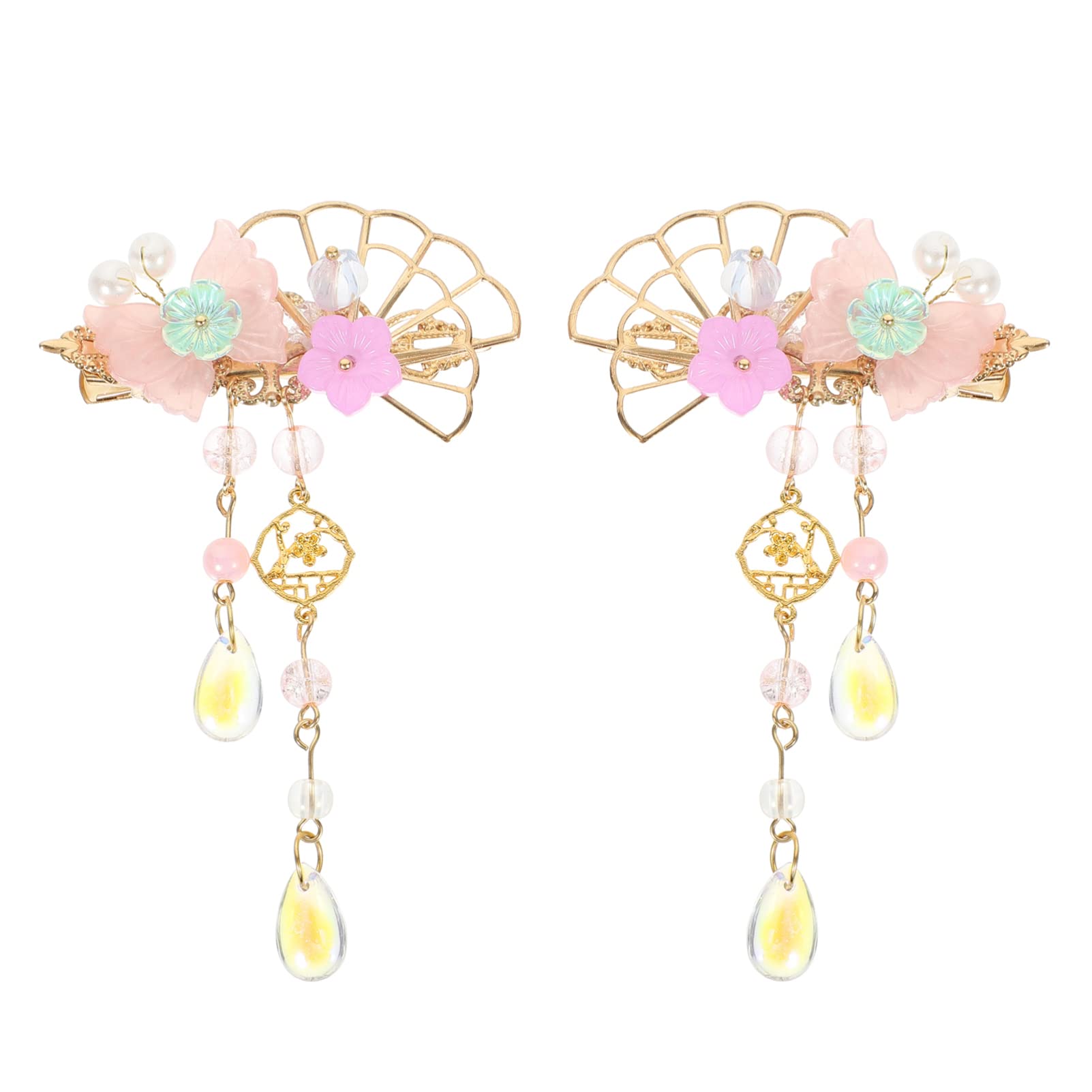 Vintage Chinese Style Butterfly Fan Hair Clips with Tassels - Antique Hairpin, Hanfu Hair Accessories for Women, Girls & Adults | Perfect for Cosplay, Weddings & Traditional Costume Outfits